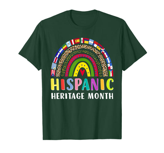 Hispanic Heritage Month Rainbow Latino Countries Flags T-Shirt