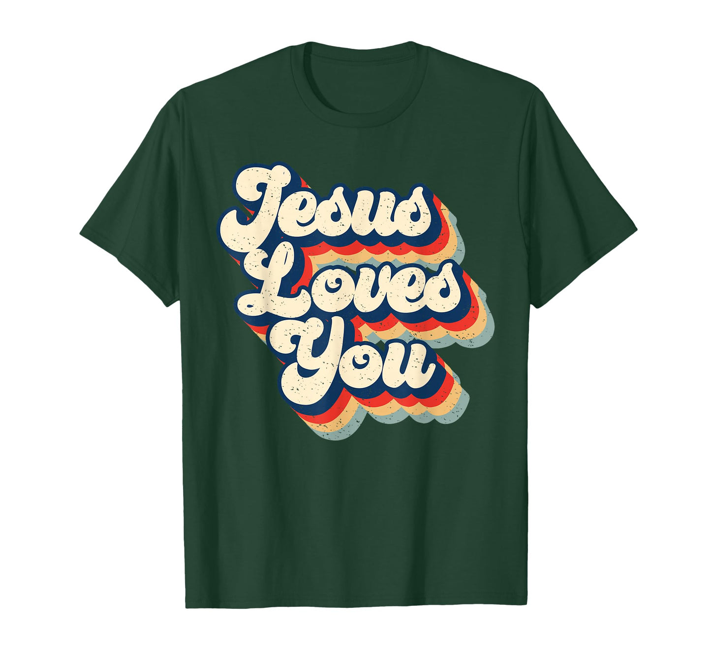 Jesus Loves Retro Vintage Christian Faith Hippie Mens Womens T-Shirt