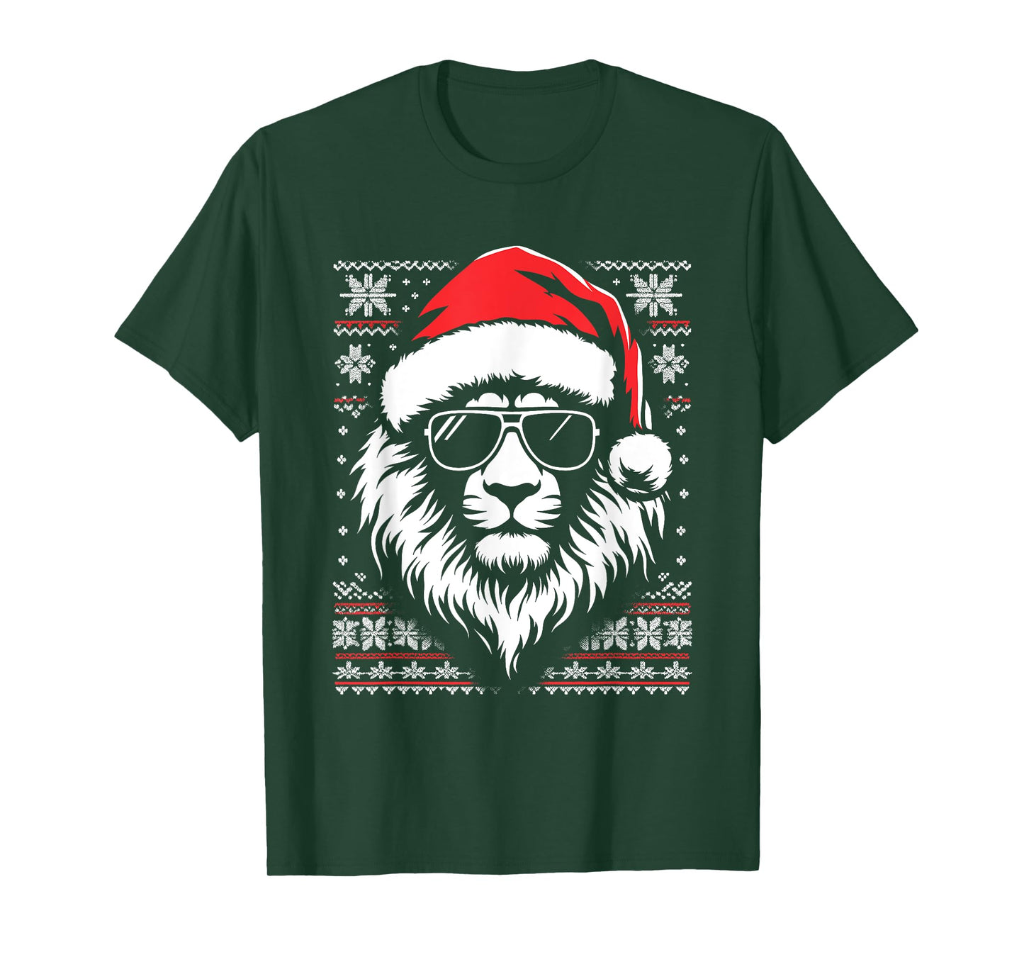 Lion King Santa Hat - Vintage Lion Xmas Ugly Christmas T-Shirt