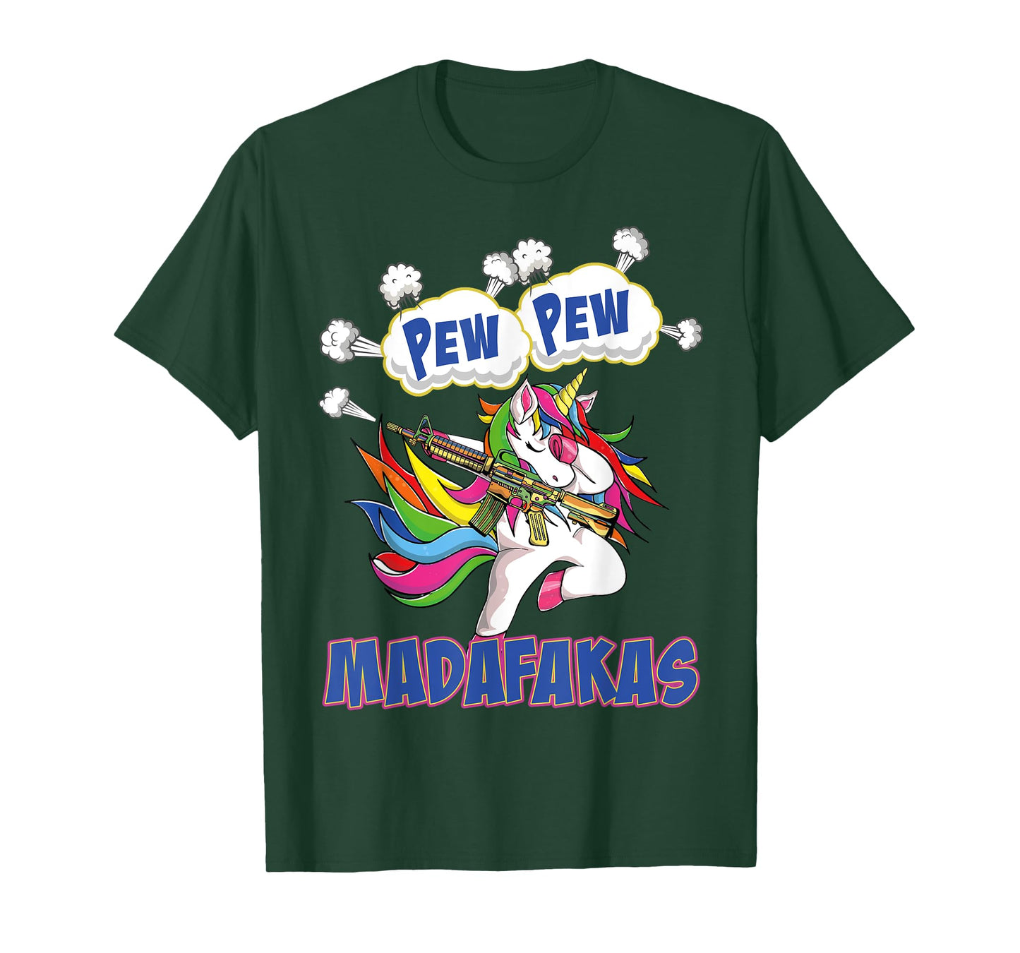 Pew Pew Madafakas Unicorn with Machine Gun T-Shirt