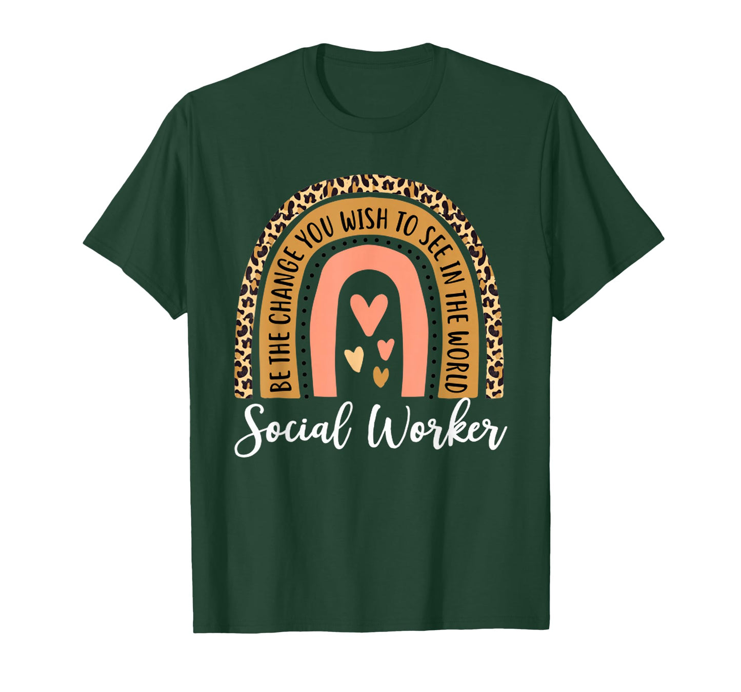 Social Worker Leopard Rainbow Funny Work Love T-Shirt