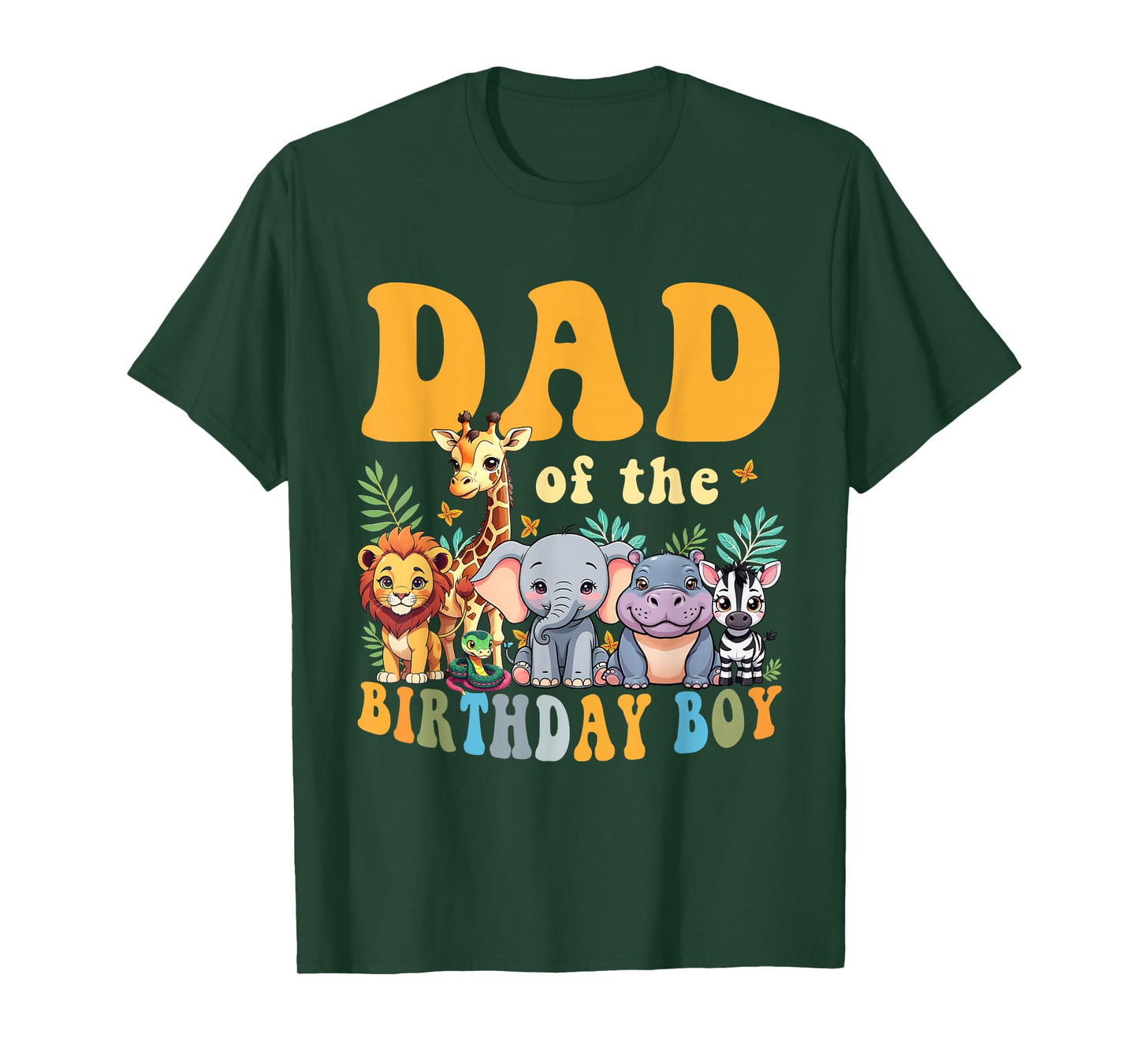 Dad of The Birthday Boy Kids Safari Jungle Animal Matching T-Shirt