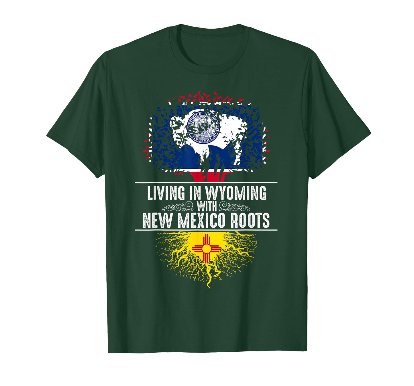 Wyoming Home New Mexico Roots State Tree Flag Gift T-Shirt