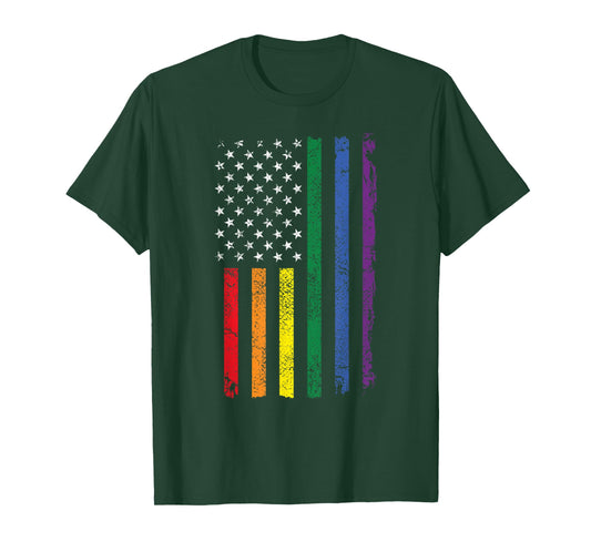 American Rainbow Flag LGBT Pride Tshirt T-Shirt
