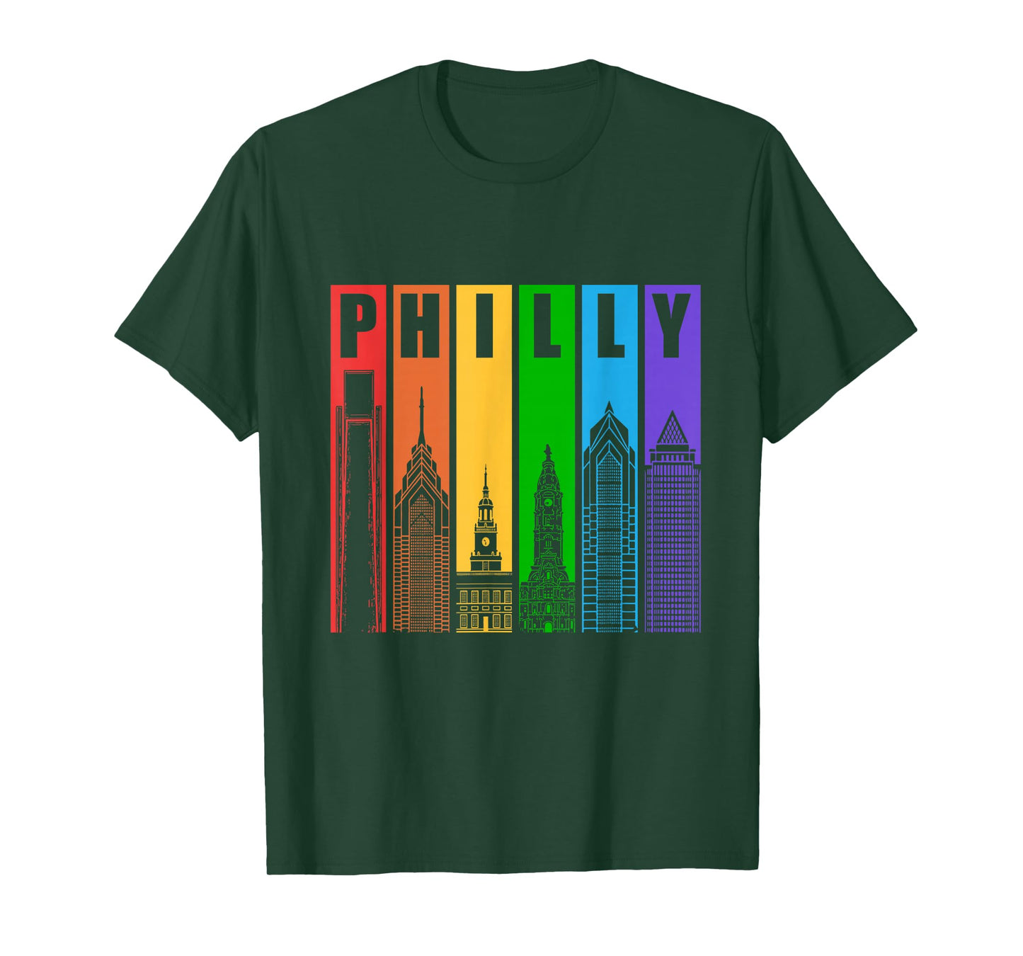 Philly Gay Pride LGBT Philadelphia Skyline Rainbow Flag T-Shirt