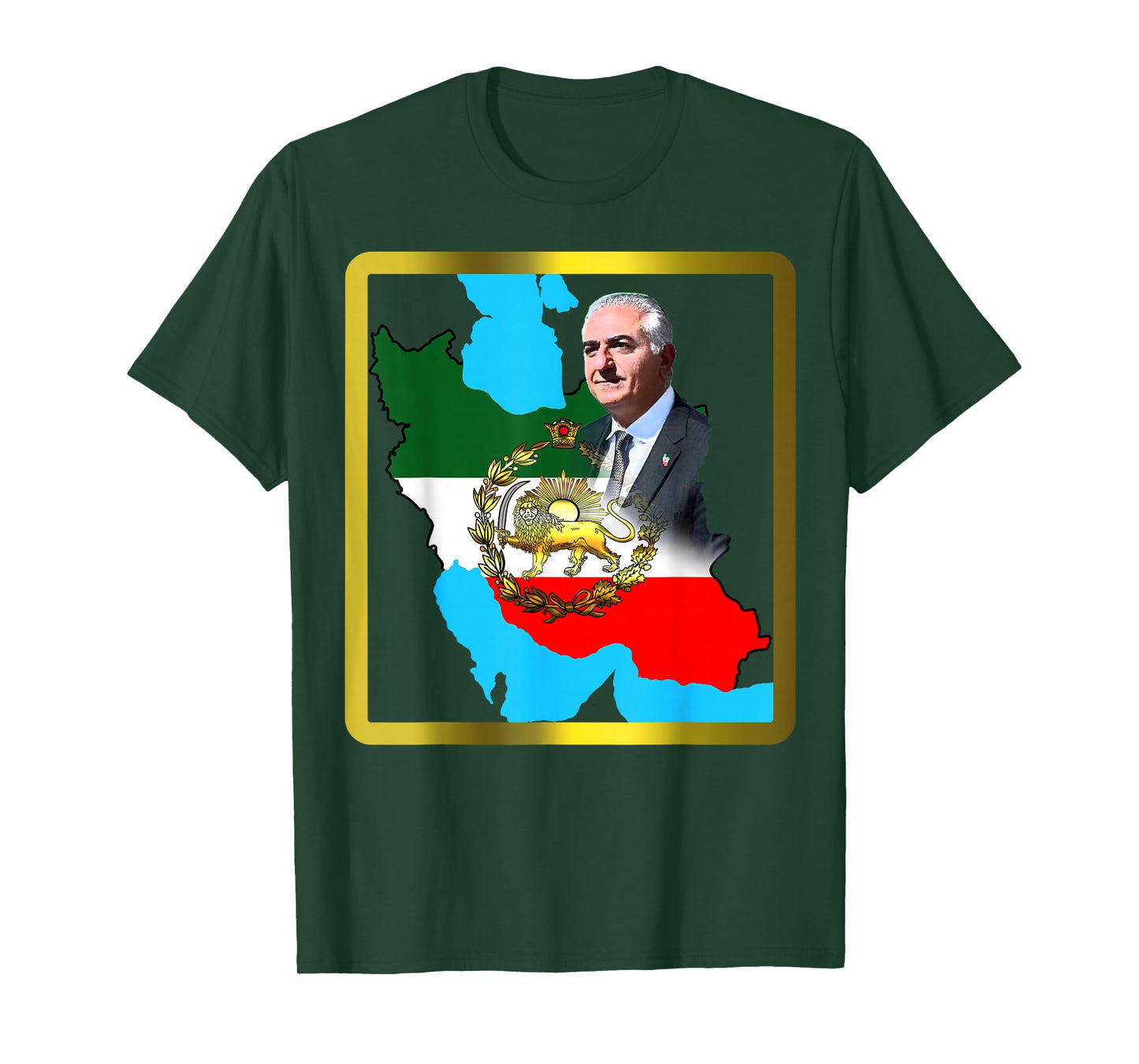 Iran's flag with a golden lion and sun with king Pahlavi T-Shirt
