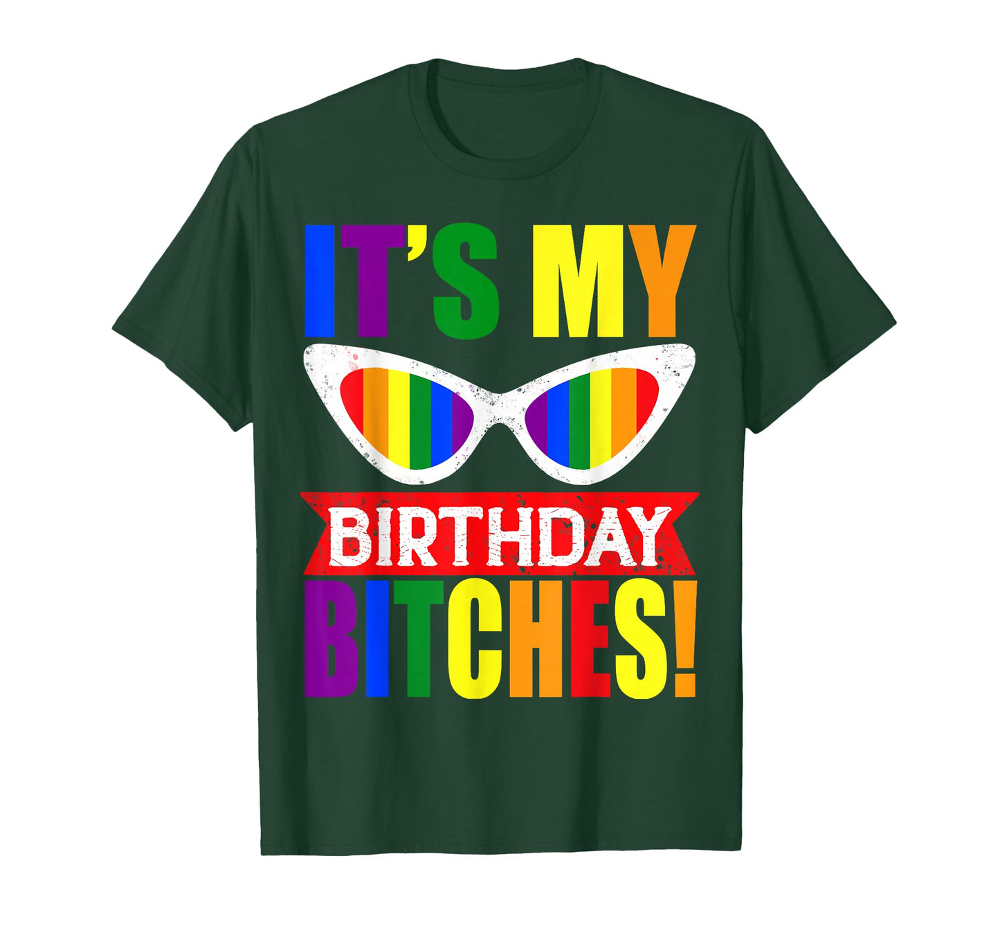 It's My Birthday Bitches! LGBT Gay Pride Rainbow Glasses T-Shirt