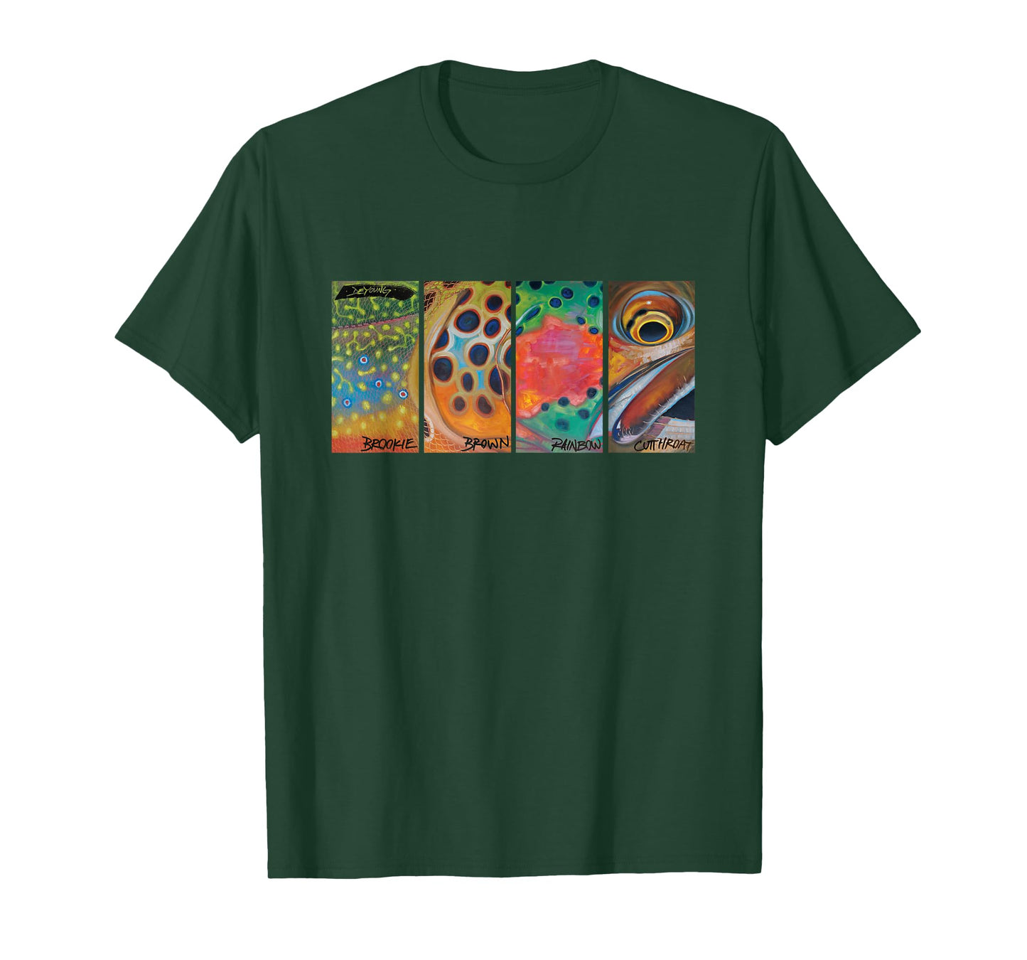 Cutthroat Rainbow Brook Brown Trout T-Shirt Derek Deyoung T-Shirt