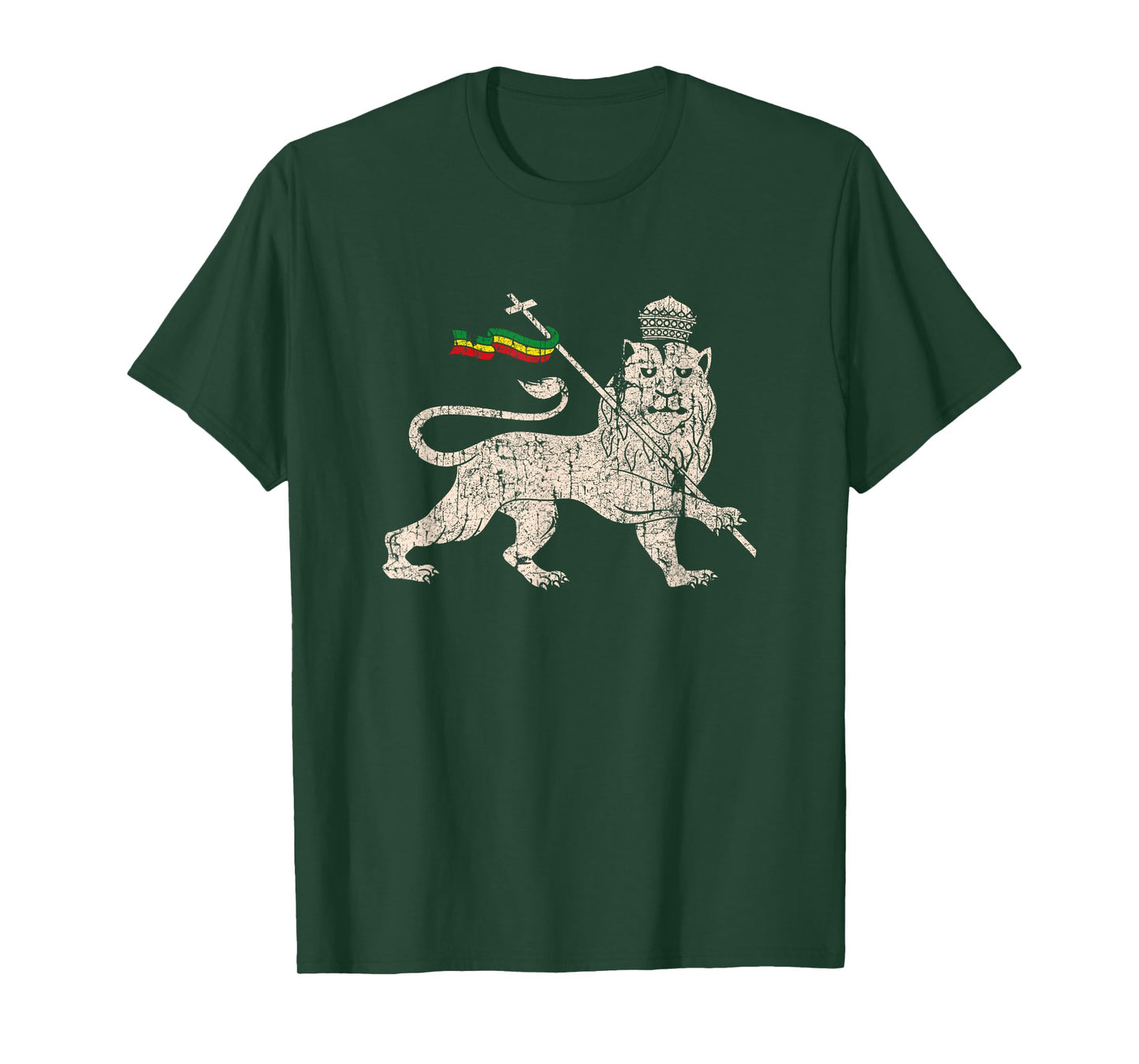 Vintage Rastafari Lion of Judah Rasta Ethiopia Flag T-Shirt