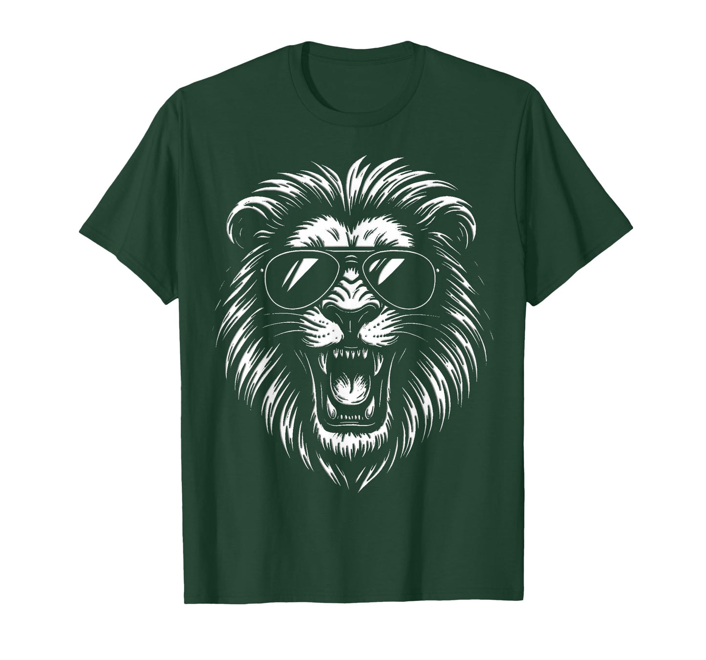 Roaring Lion with Sunglasses Bold Black and White Artwork T-Shirt