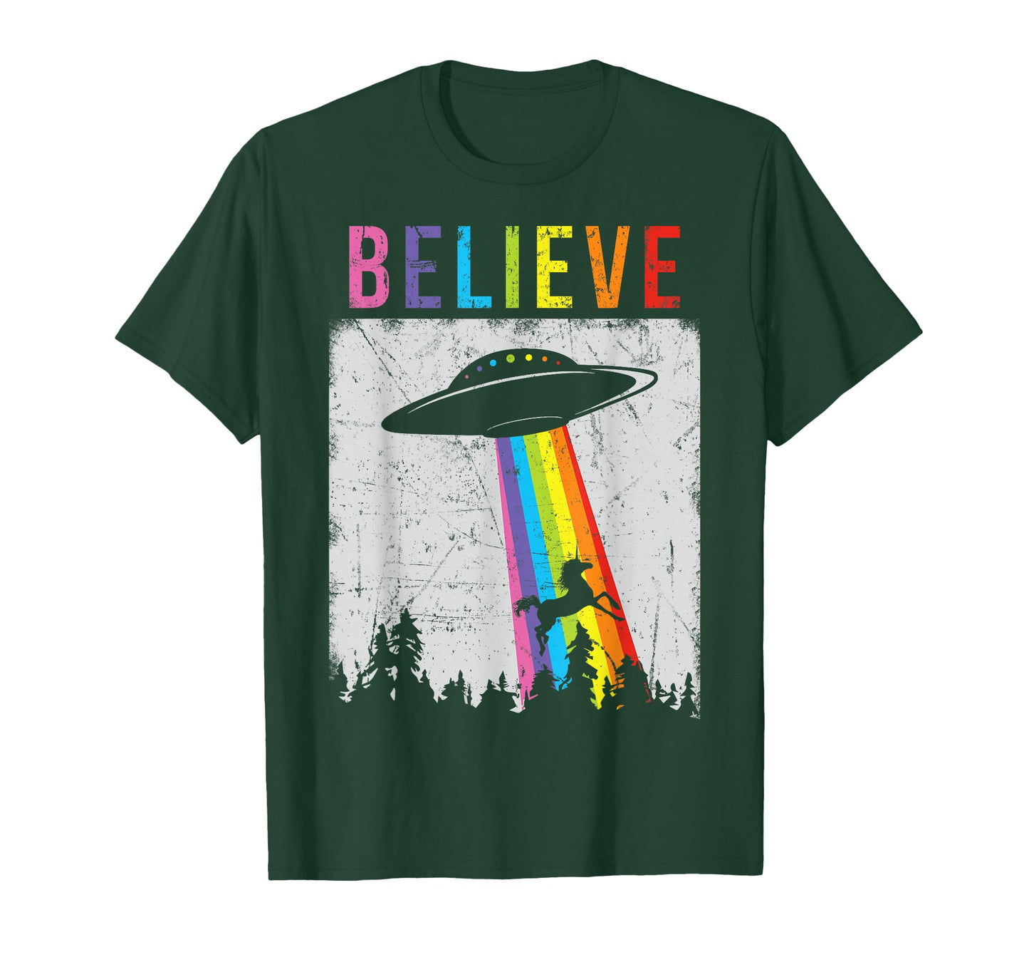 Alien Unicorn UFO Rainbow T-Shirt T-Shirt