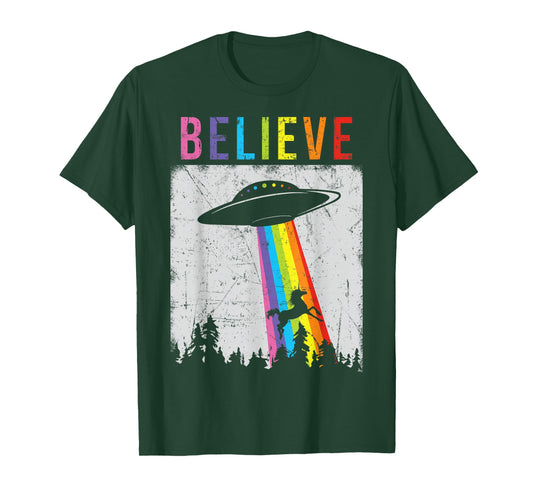 Alien Unicorn UFO Rainbow T-Shirt T-Shirt