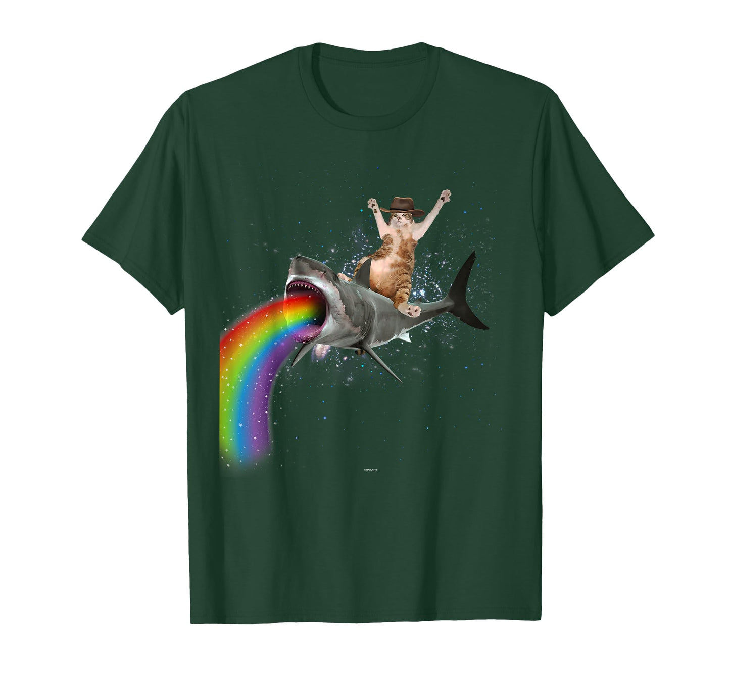 Funny Cat Rides a Rainbow Shark Shirt