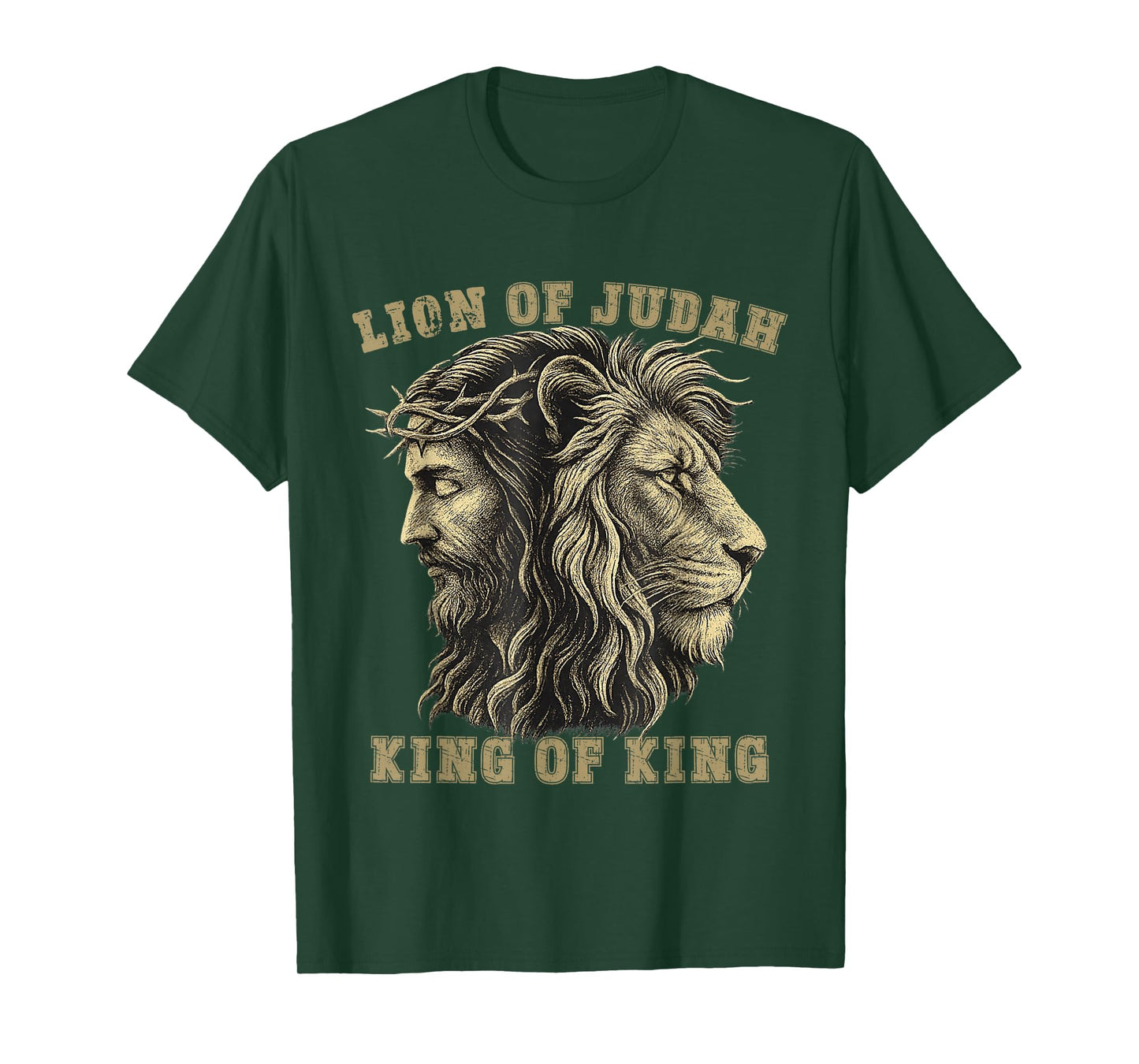Lion of Judah Jesus Crown of Thorns Christian Faith Design T-Shirt