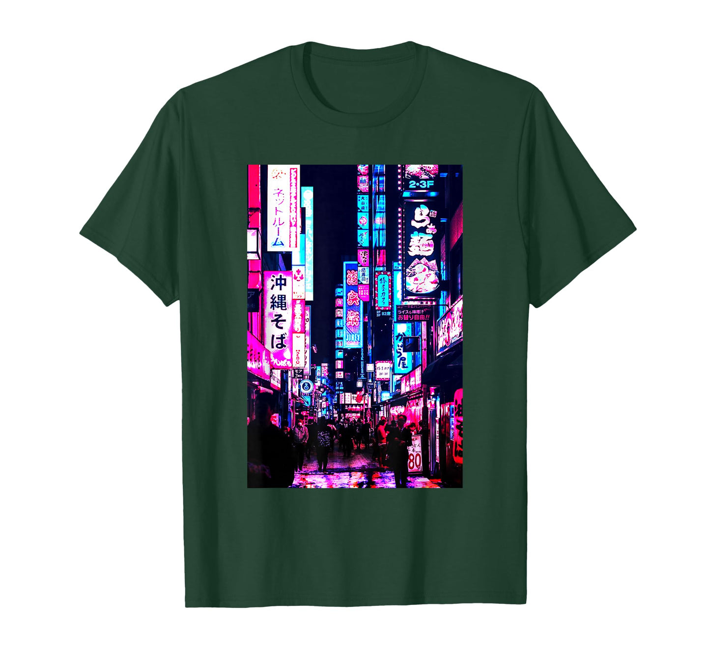 Streets of Tokyo Japan Night Scene with Lights - Vaporwave T-Shirt
