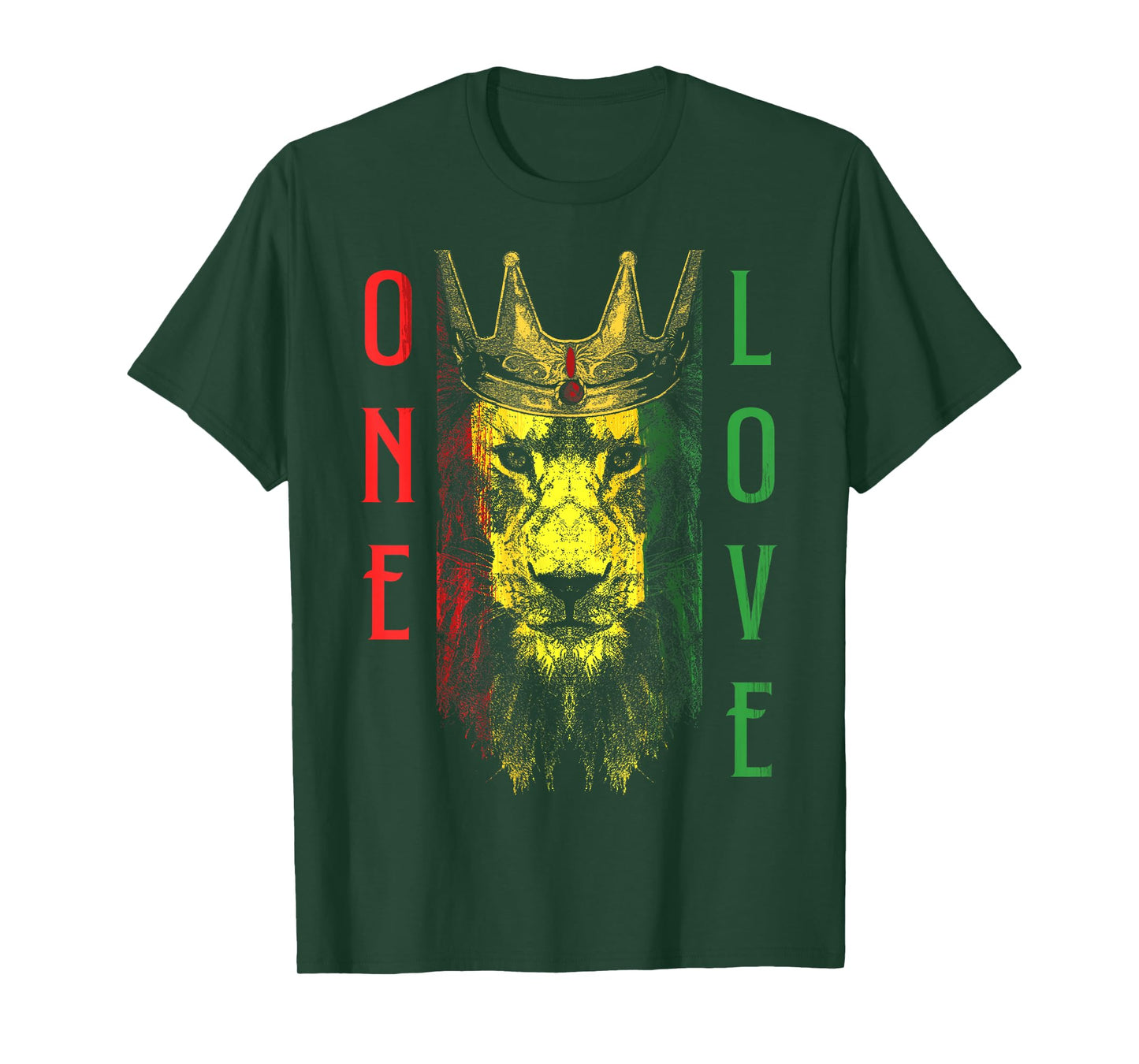 One Love Rasta Lion Jamaican Pride Reggae African T-Shirt Small