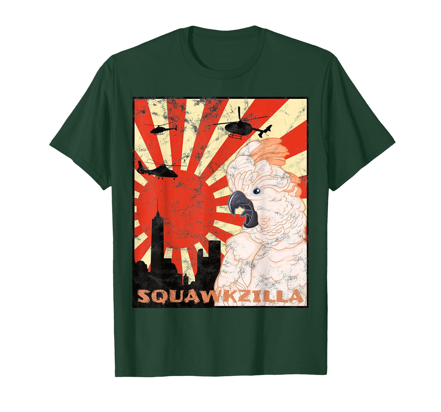 Squawk Zilla Moluccan Cockatoo Parrot Squawking T-Shirt
