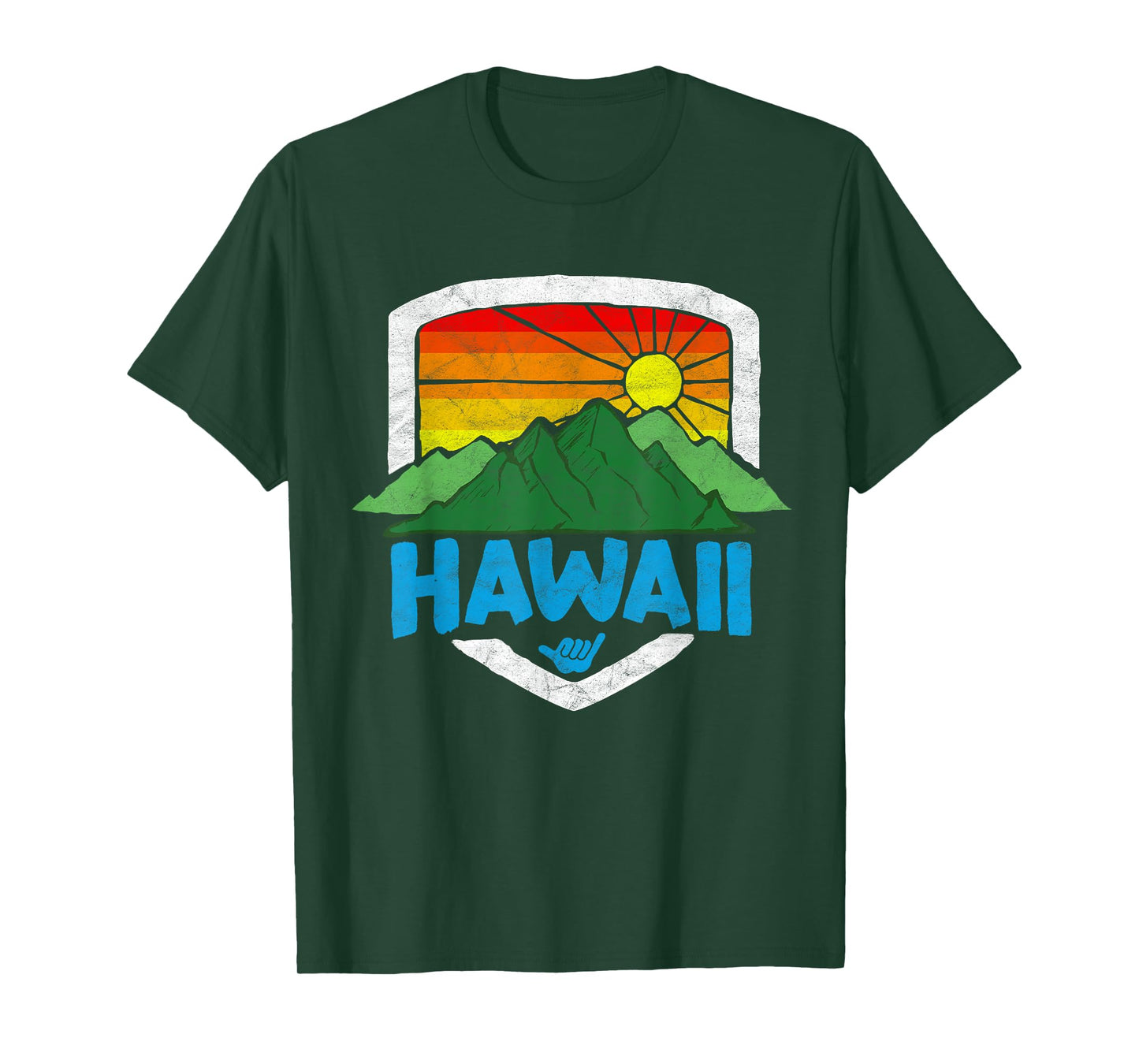 Vintage Hawaii Graphic Retro Rainbow Sun 80's Design T-Shirt