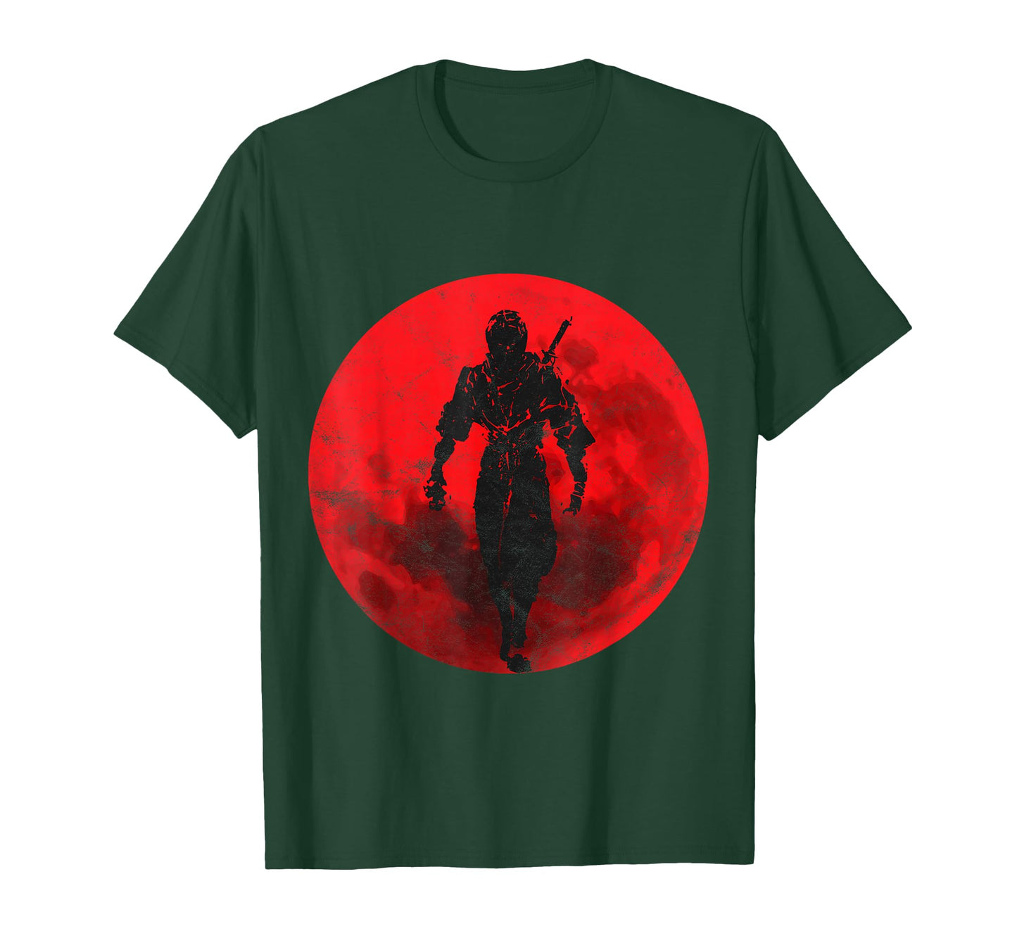 Ninja Figher Red Moon Japan Sword Samurai Warrior T-Shirt
