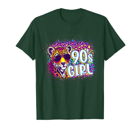 90's Girl Birthday Party Rainbow Leopard Print 1990s Women T-Shirt
