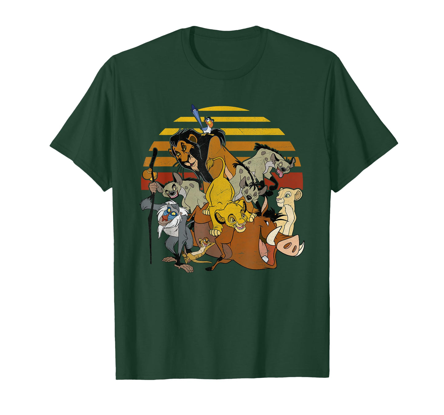 Disney Lion King Group Retro Stripe Sunset Vintage T-Shirt T-Shirt