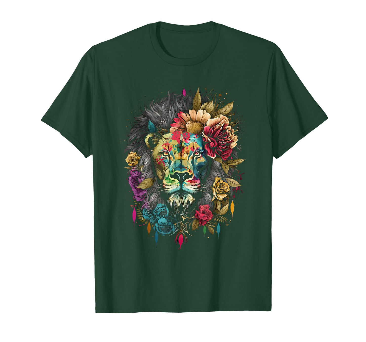 Lion Colorful Lions from Africa Day of The Dead T-Shirt