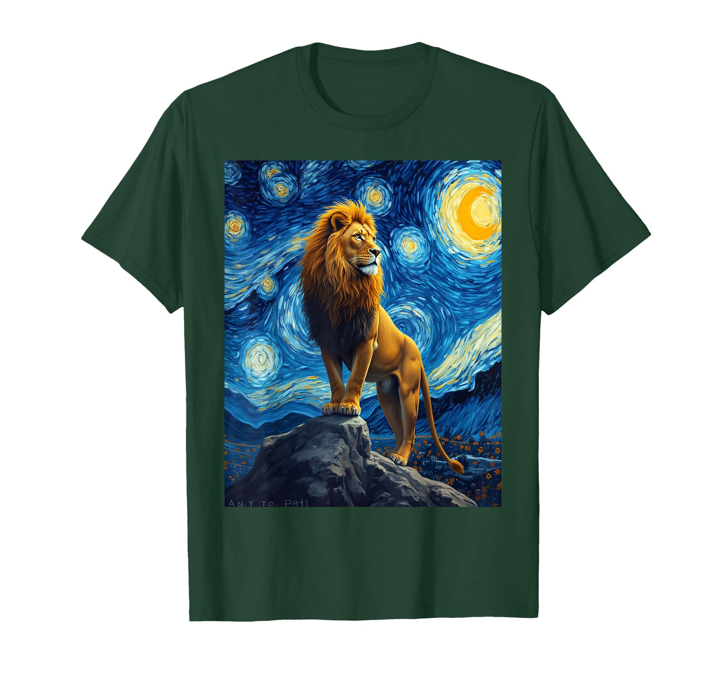 Van Gogh's Starry Night Lion King Jungle Animal T-Shirt