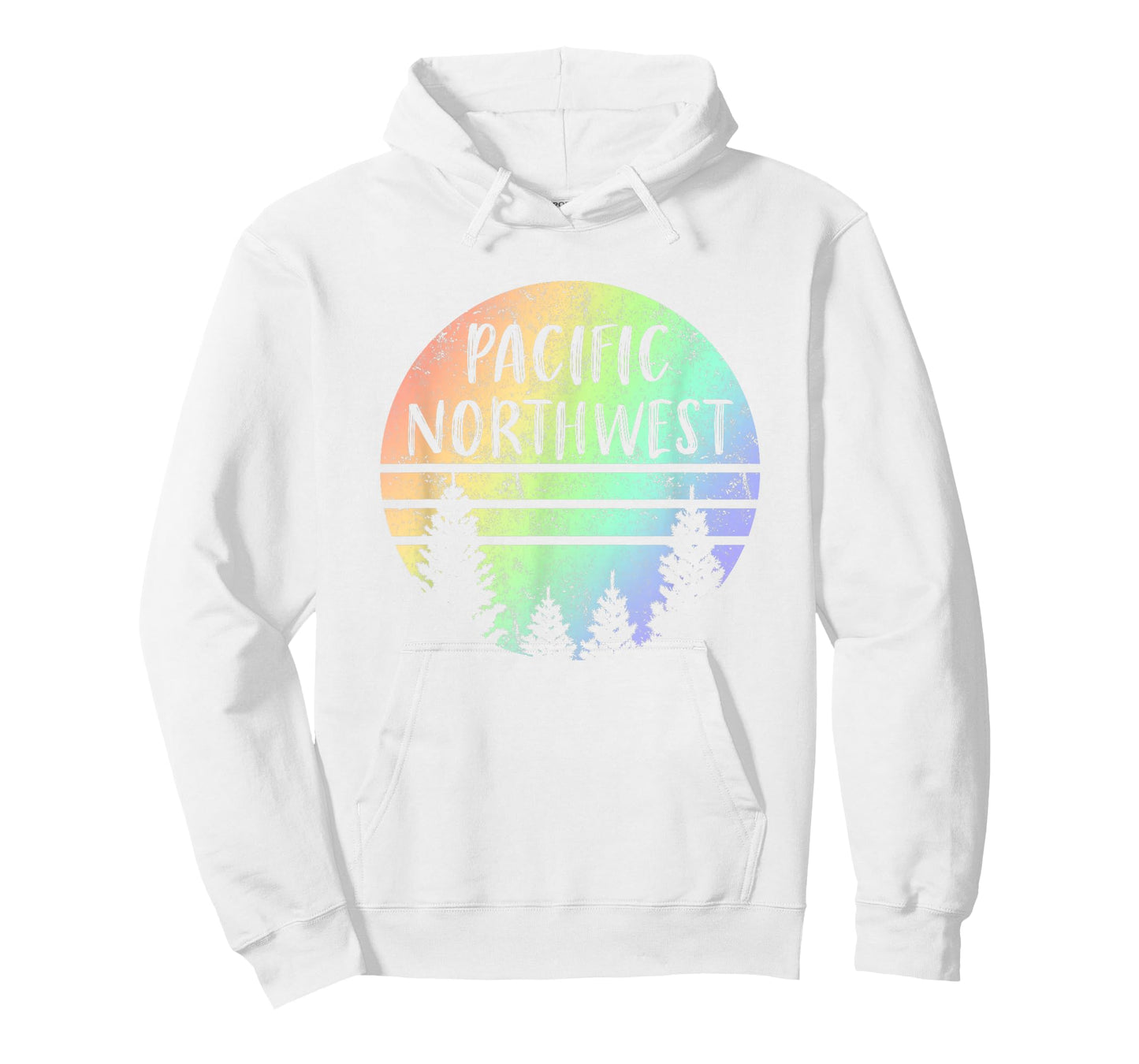 Pacific Northwest Rainbow Weathered Design Hiking Camping T-Shirt