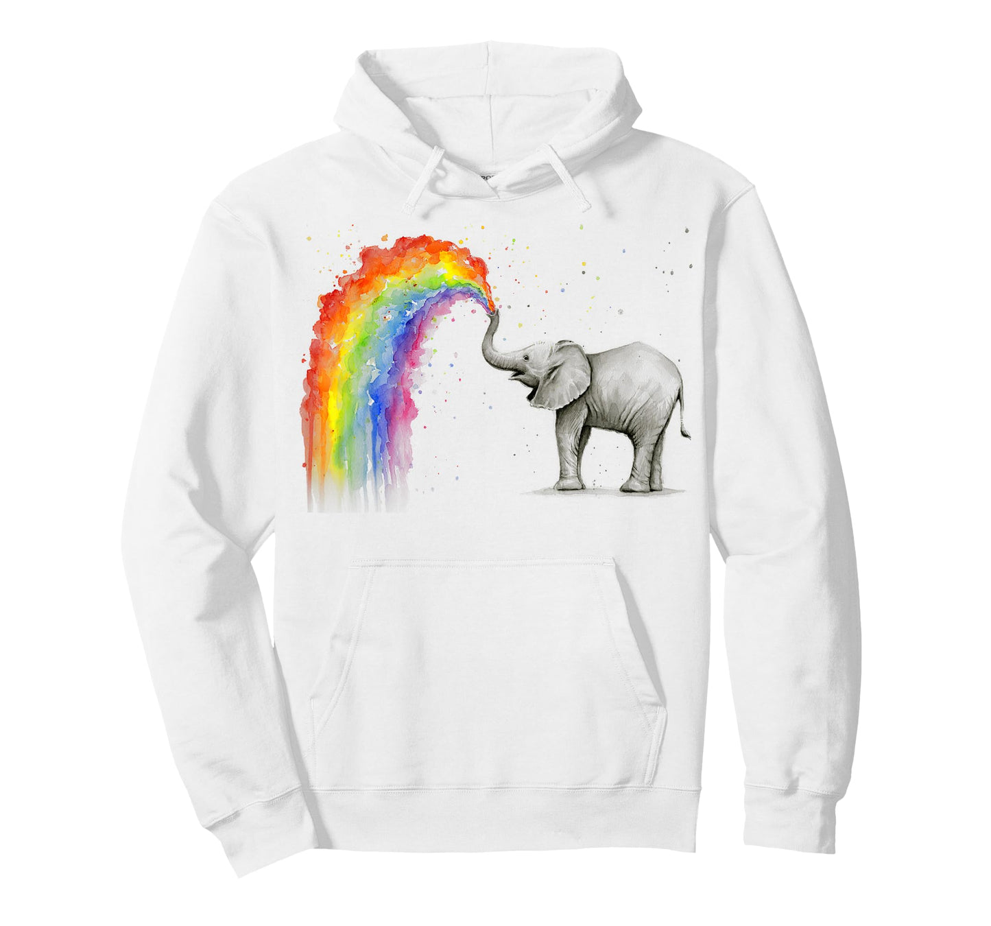 Elephant Spraying Rainbow T-Shirt Baby Elephant Watercolor T-Shirt