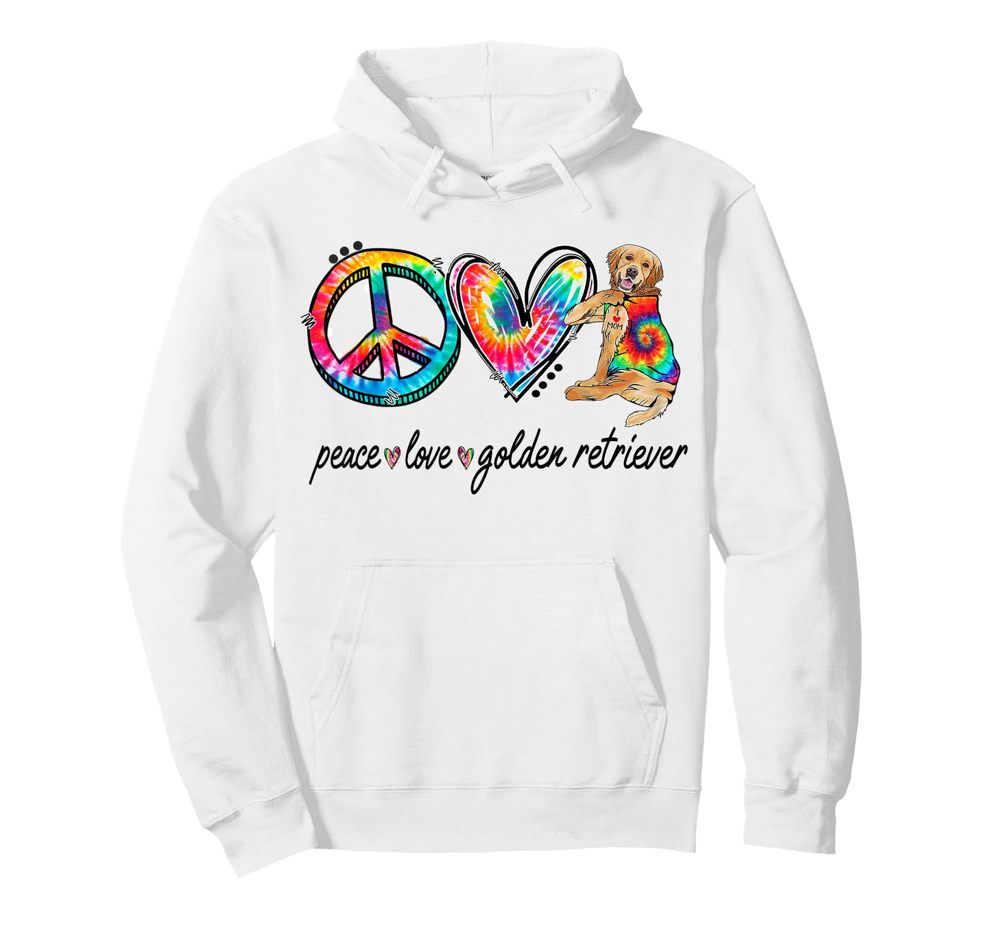 Peace Love Golden Retriever Tie Dye Rainbow Dog Lover T-Shirt
