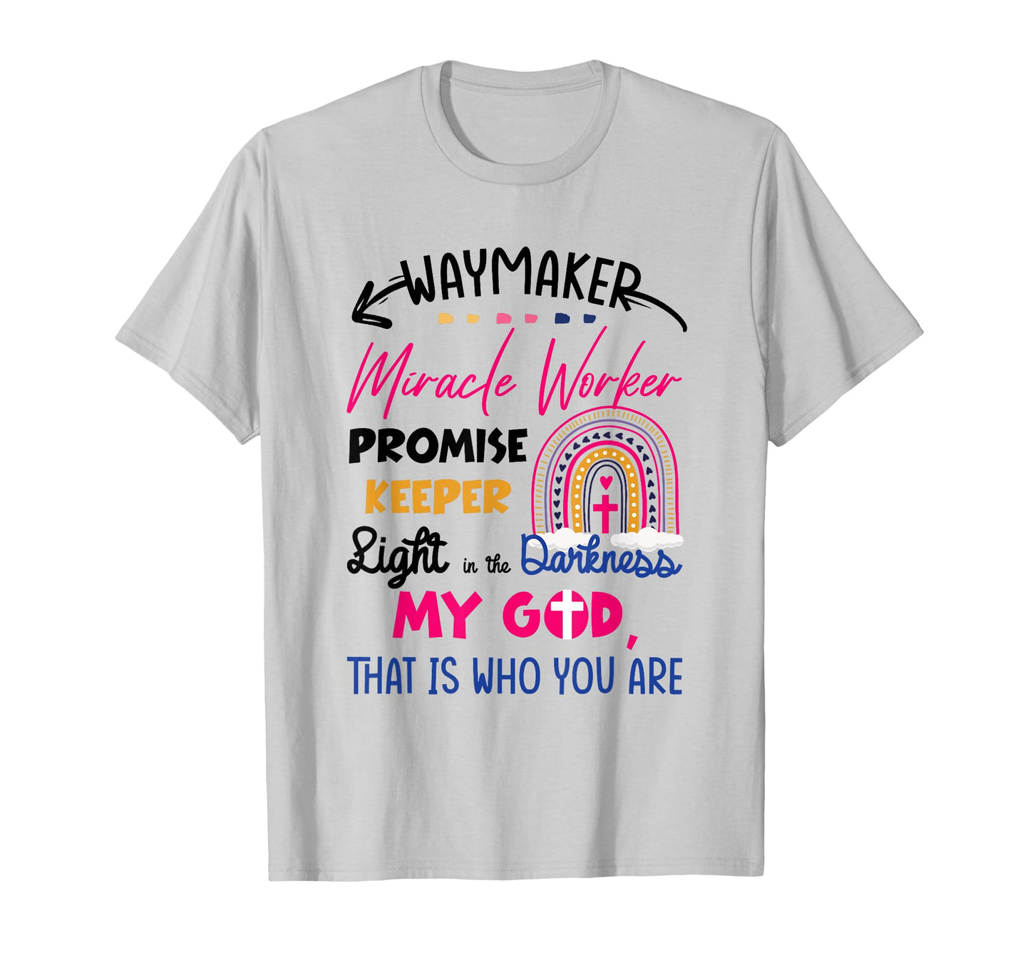 Kids Waymaker Miracle Worker Rainbow Boho Christian T-Shirt