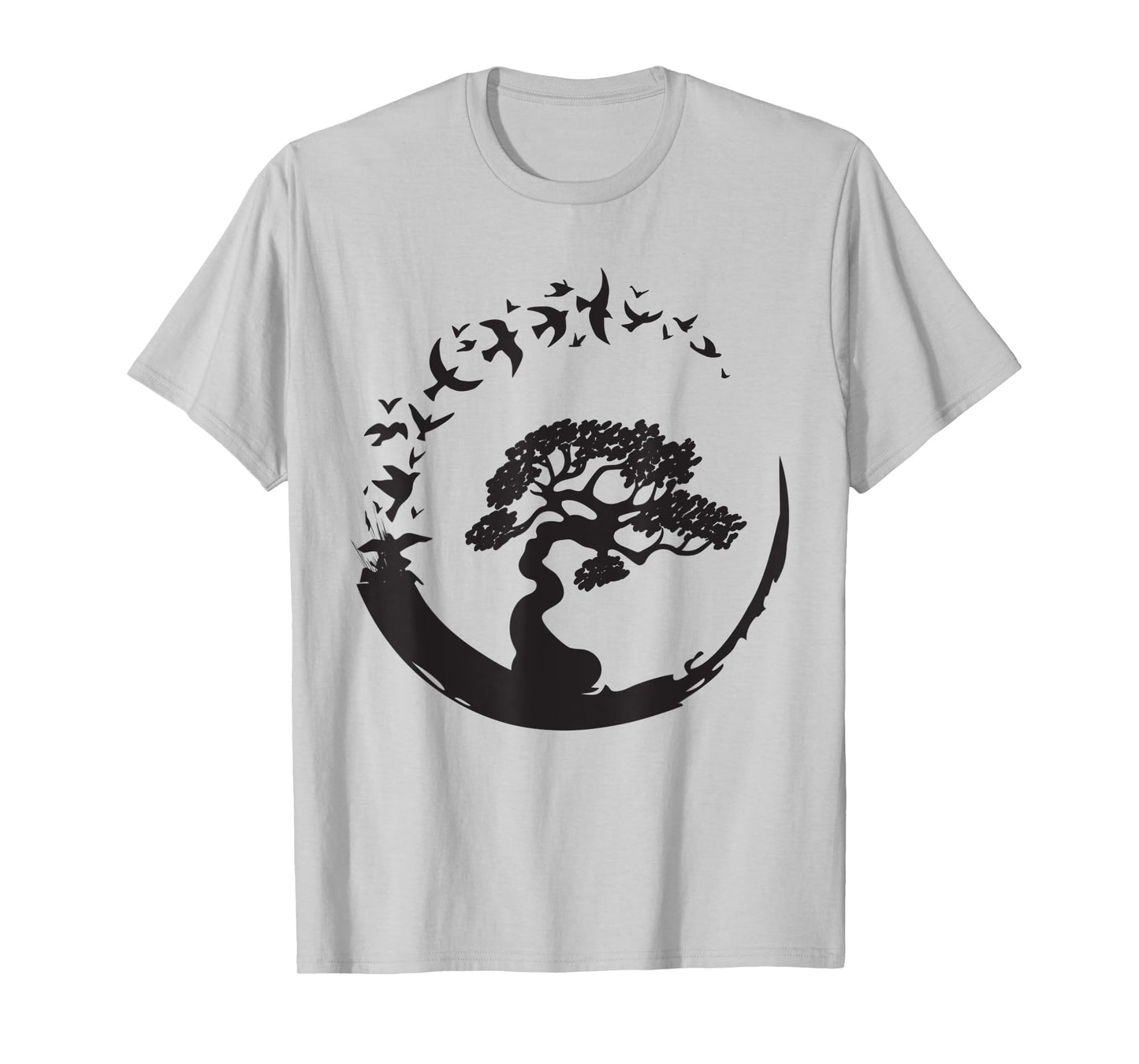 Bonsai Tree T-shirt Japanese Enso Circle Birds Gift
