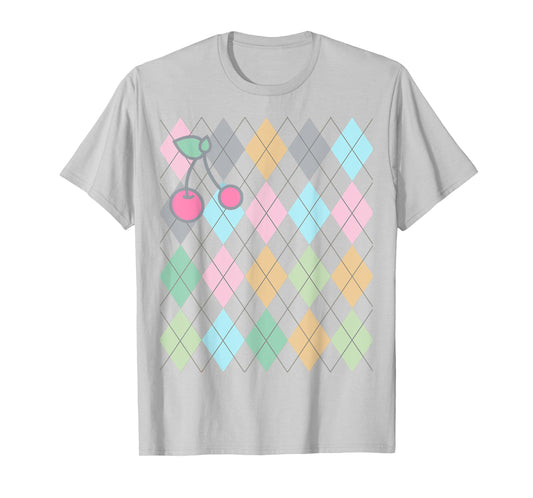 Soft Girl, Preppy Art, Preppy Aesthetic, Argyle, cherries T-Shirt