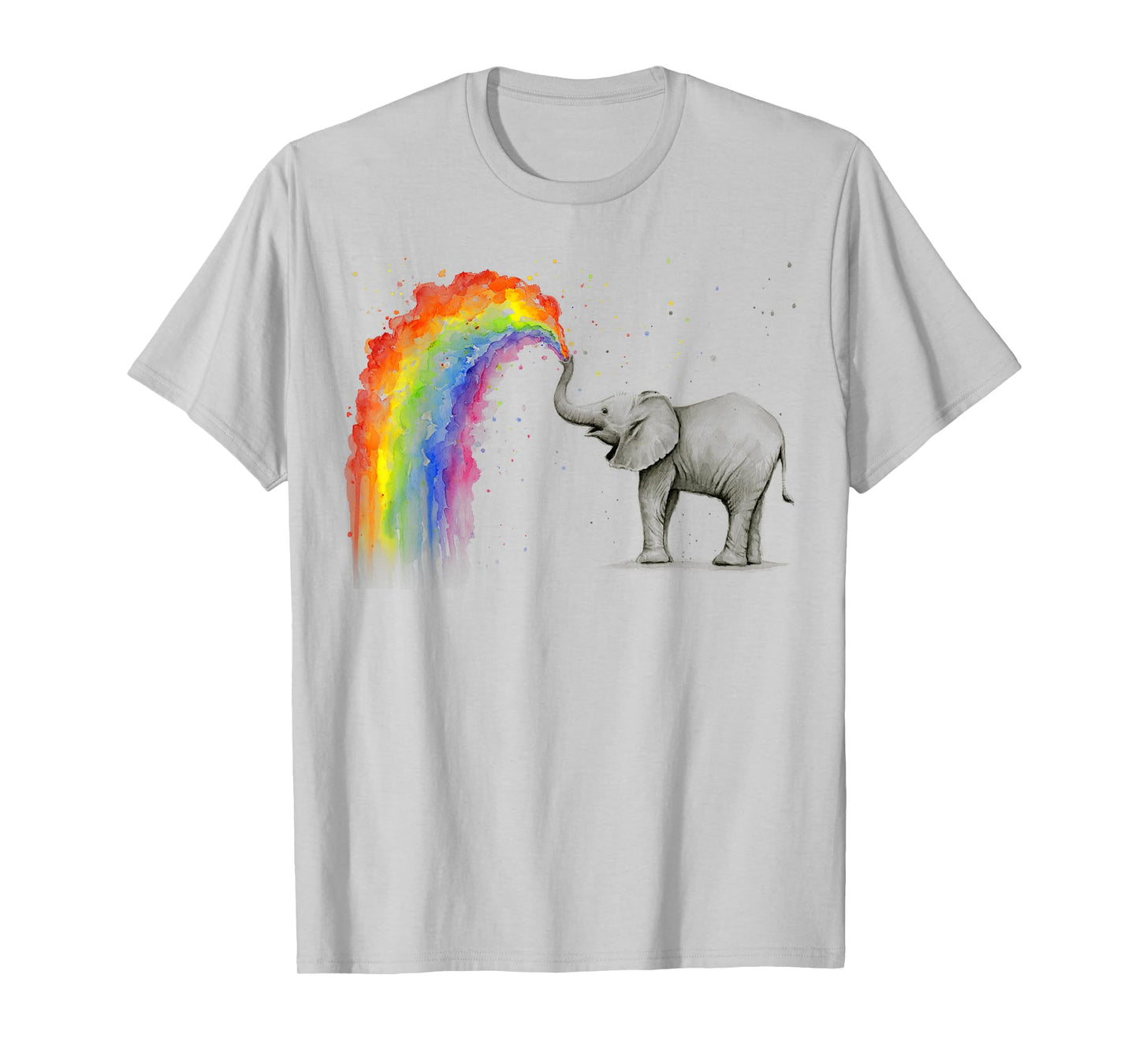 Elephant Spraying Rainbow T-Shirt Baby Elephant Watercolor T-Shirt
