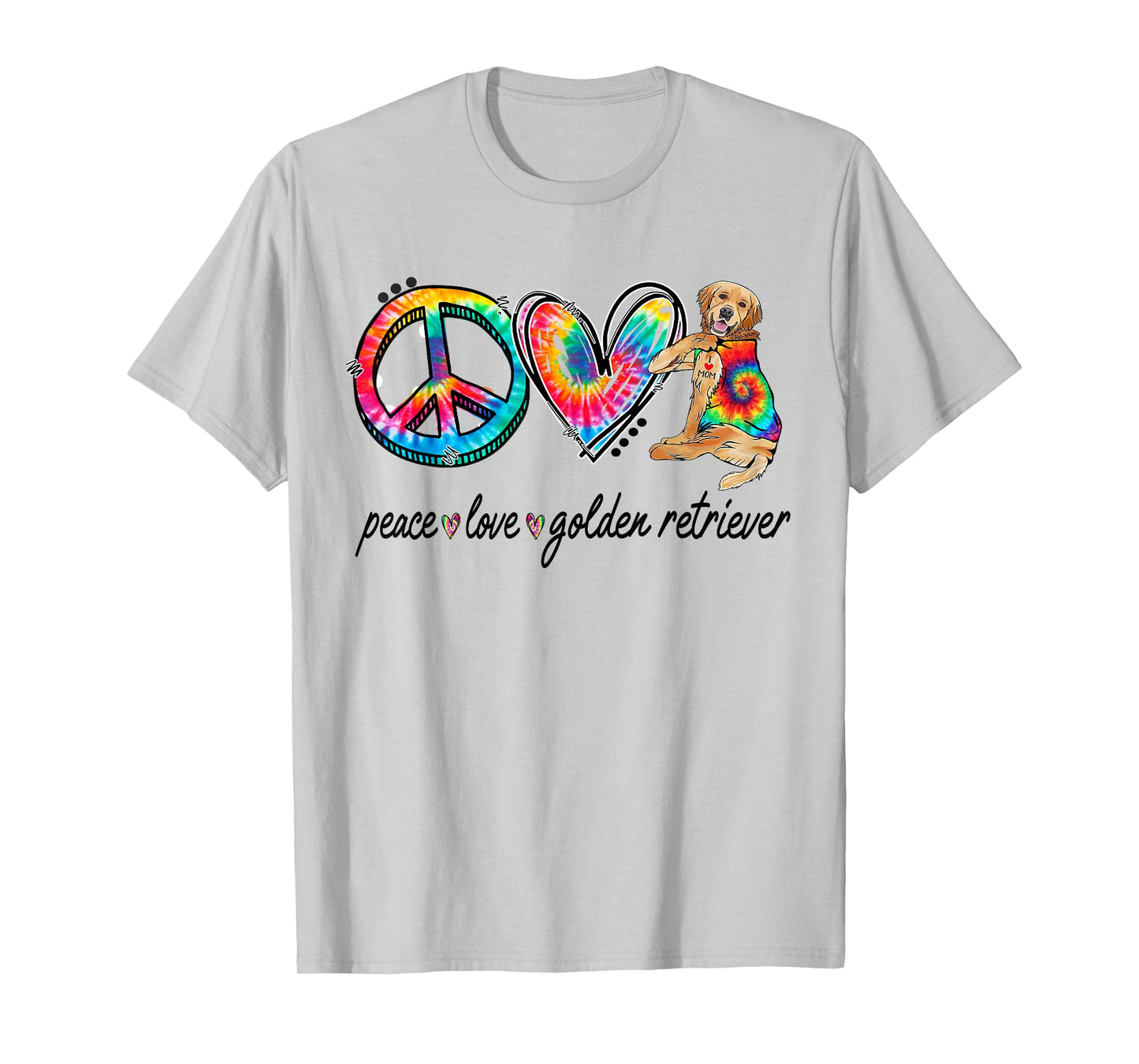 Peace Love Golden Retriever Tie Dye Rainbow Dog Lover T-Shirt