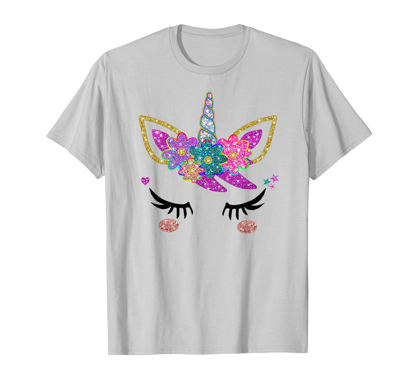 Rainbow Unicorn Face Shirt, Cute Unicorn Birthday Outfit T-Shirt