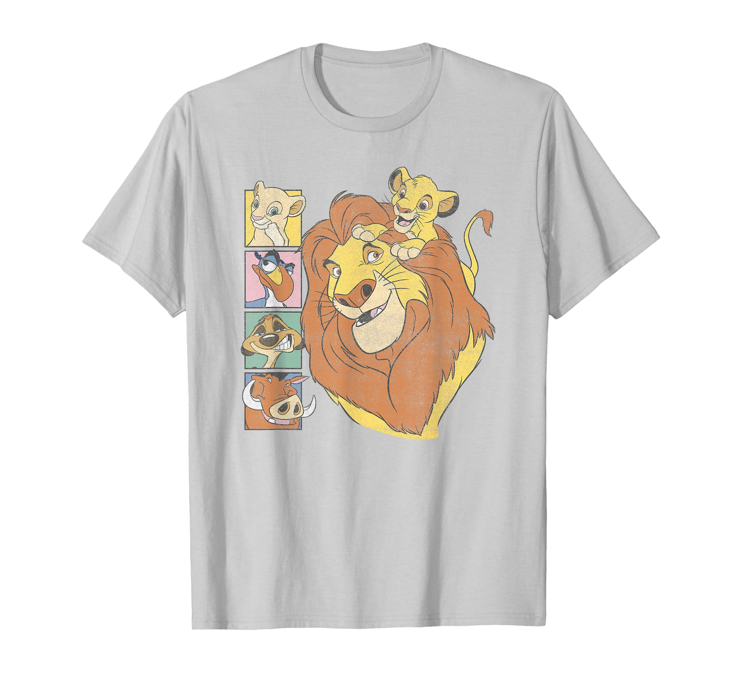 Disney The Lion King Characters Group Shot Retro Chest Logo T-Shirt