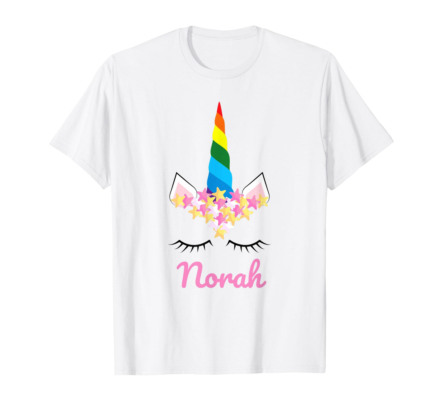 Cute Girls Unicorn Personalized Norah Rainbow Unicorn T-Shirt
