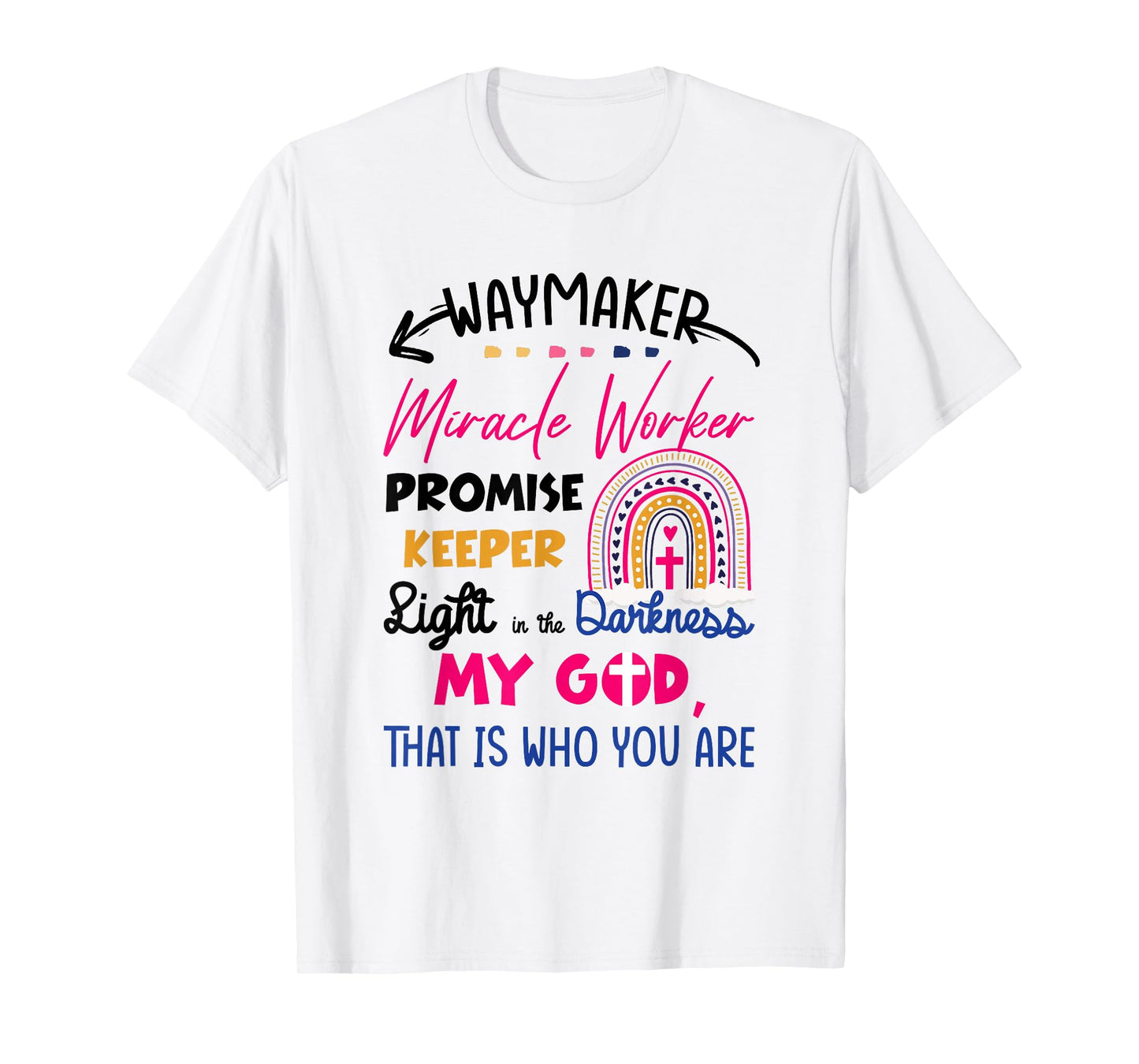 Kids Waymaker Miracle Worker Rainbow Boho Christian T-Shirt