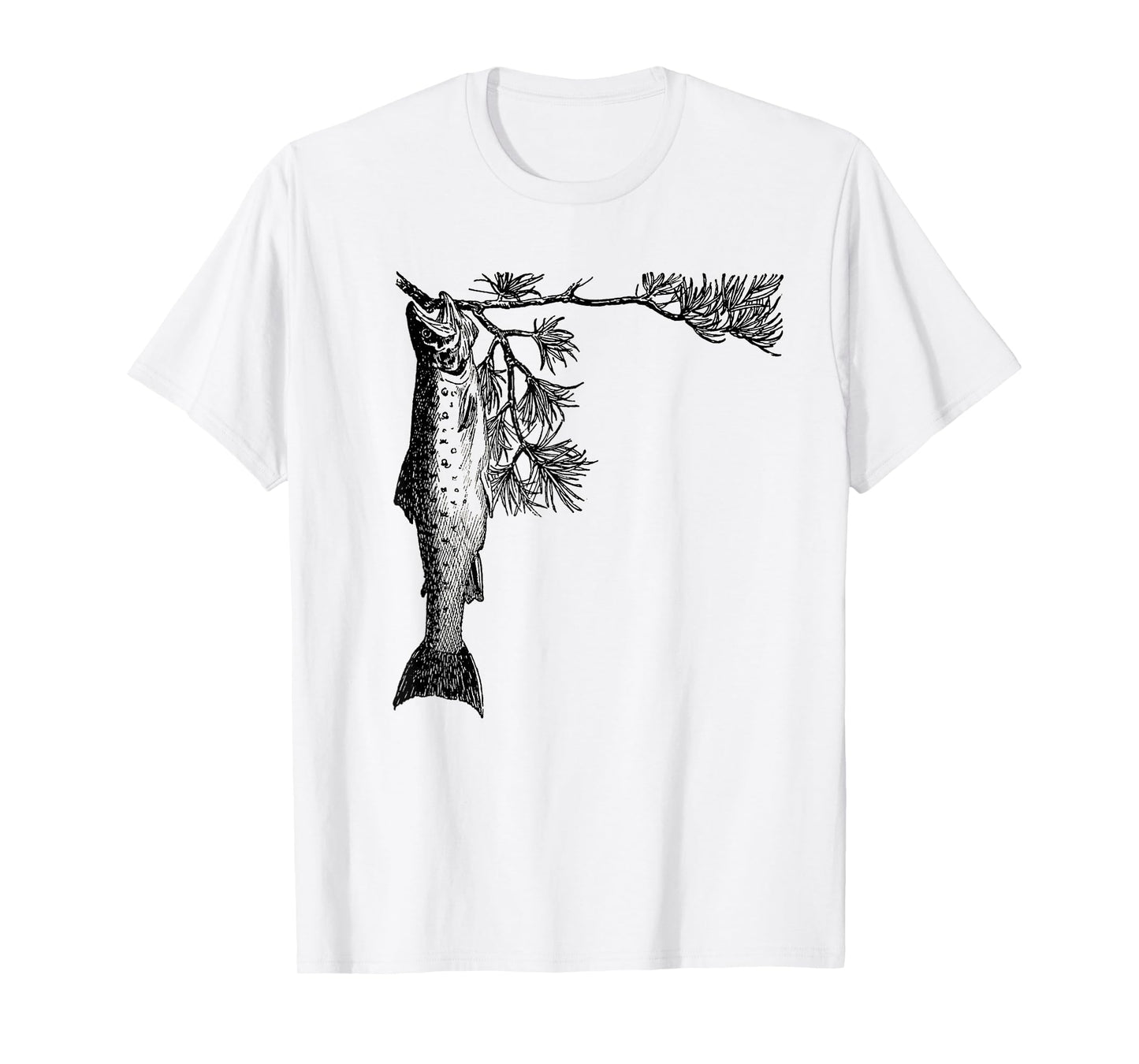 Retro Trout Fishing Tree Pine Shirt - Brook Fish Tee T-Shirt