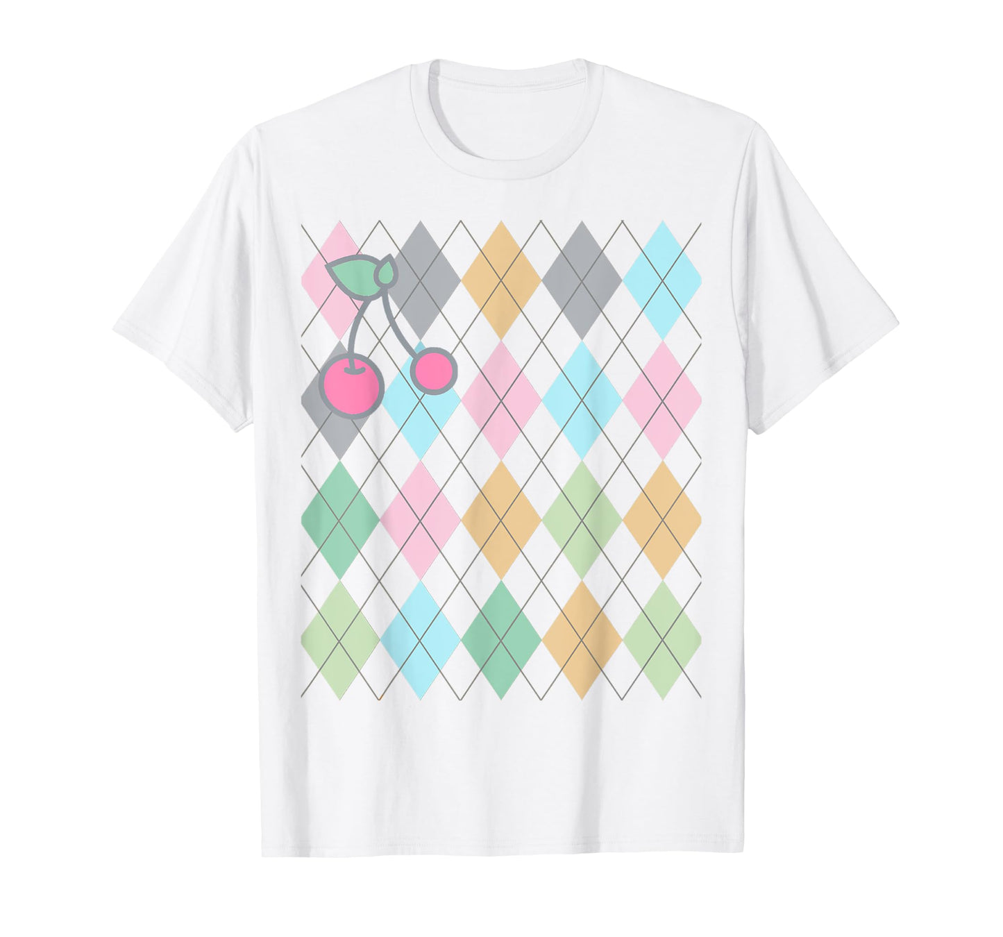 Soft Girl, Preppy Art, Preppy Aesthetic, Argyle, cherries T-Shirt