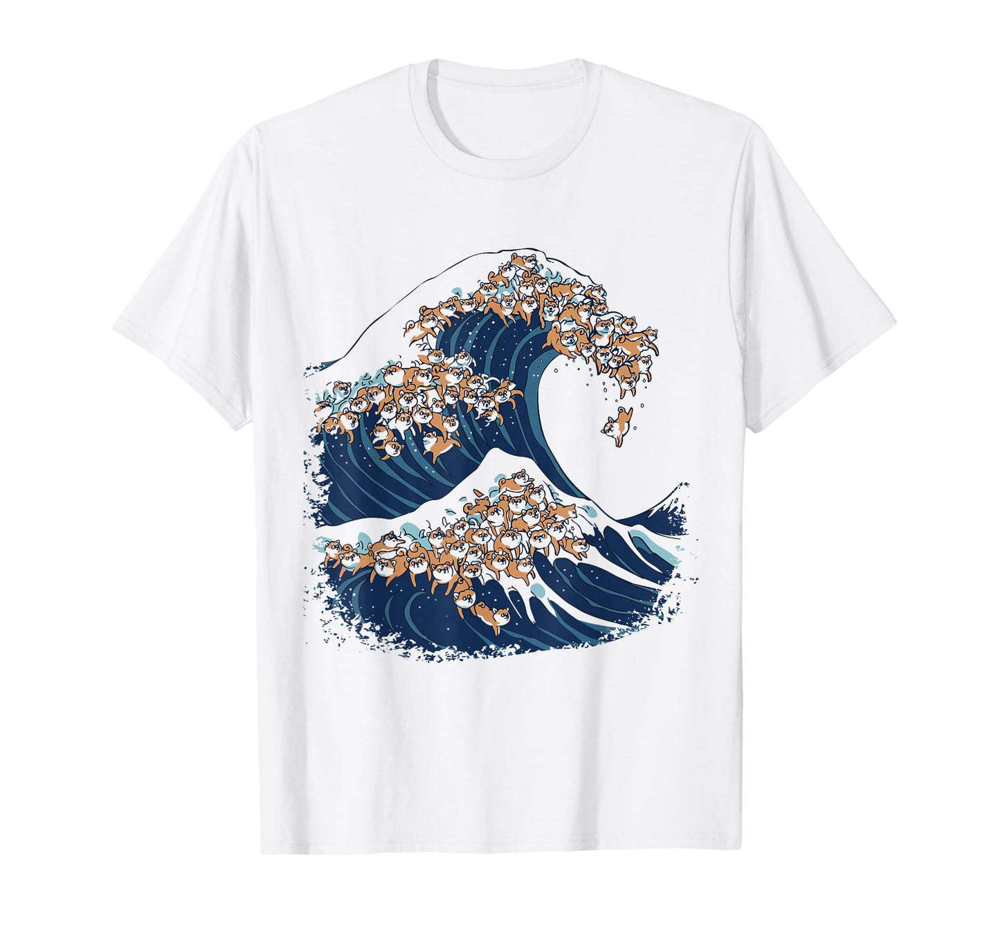 The Great Wave of Shiba Inu Funny T- by Huebucket T-Shirt