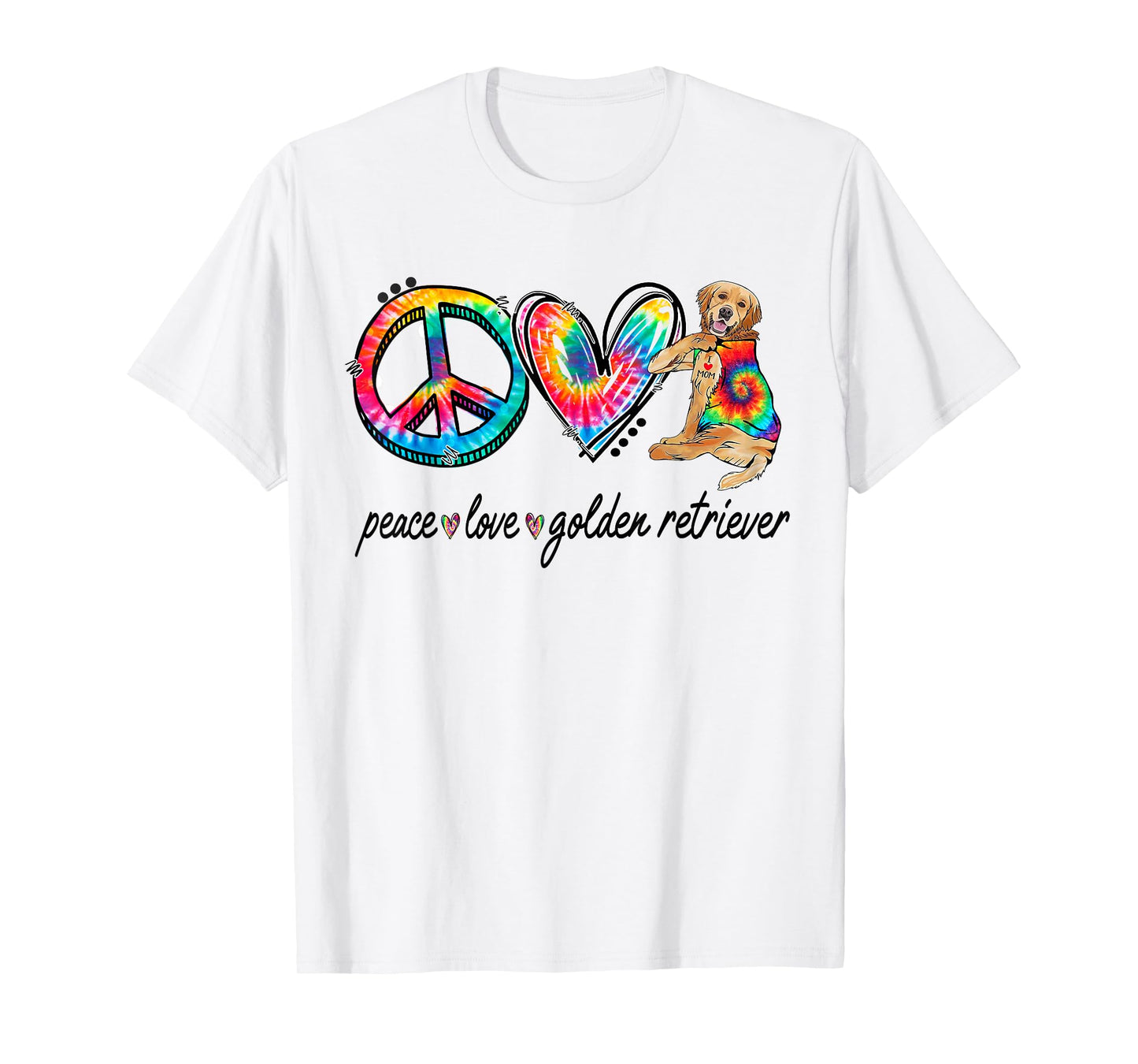 Peace Love Golden Retriever Tie Dye Rainbow Dog Lover T-Shirt