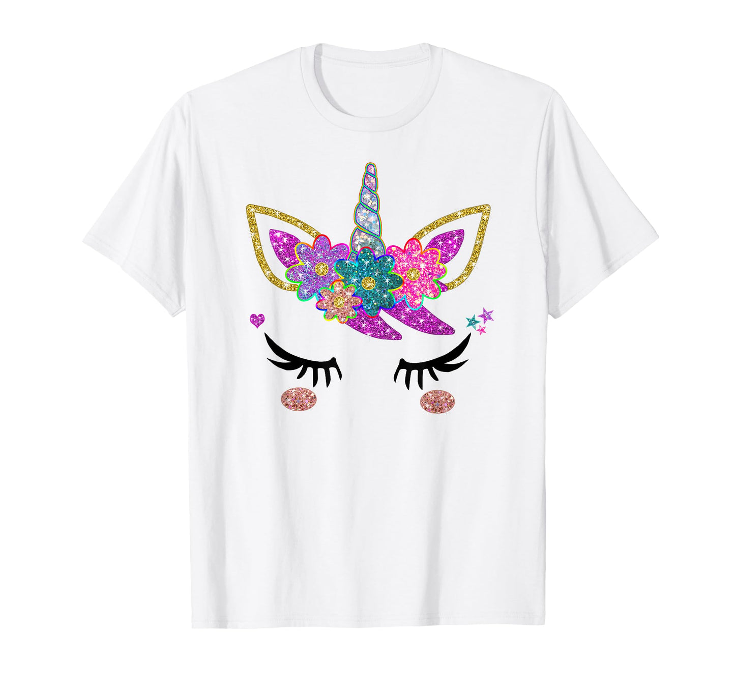 Rainbow Unicorn Face Shirt, Cute Unicorn Birthday Outfit T-Shirt