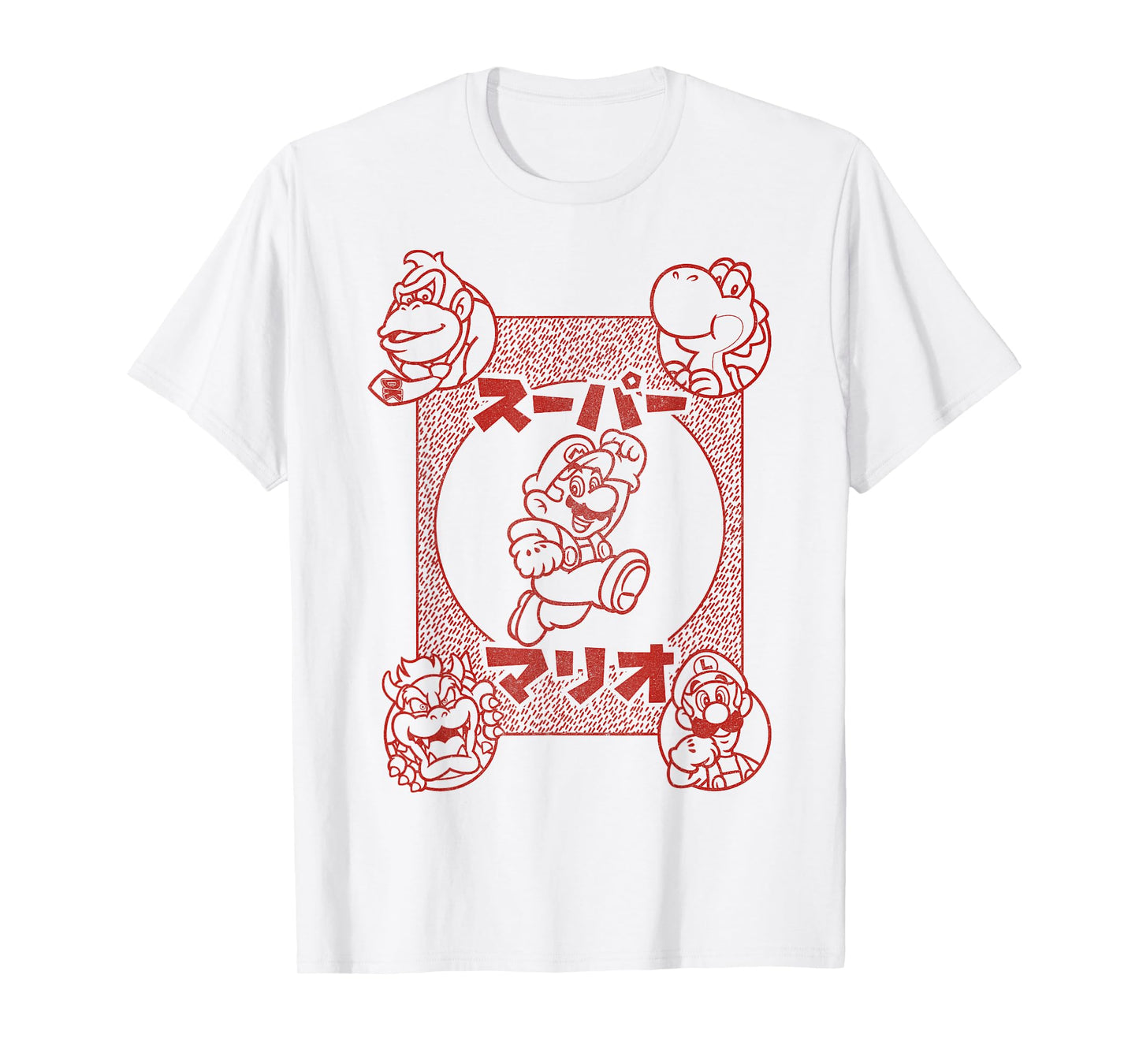 Super Mario Characters Kanji Portrait Graphic T-Shirt T-Shirt