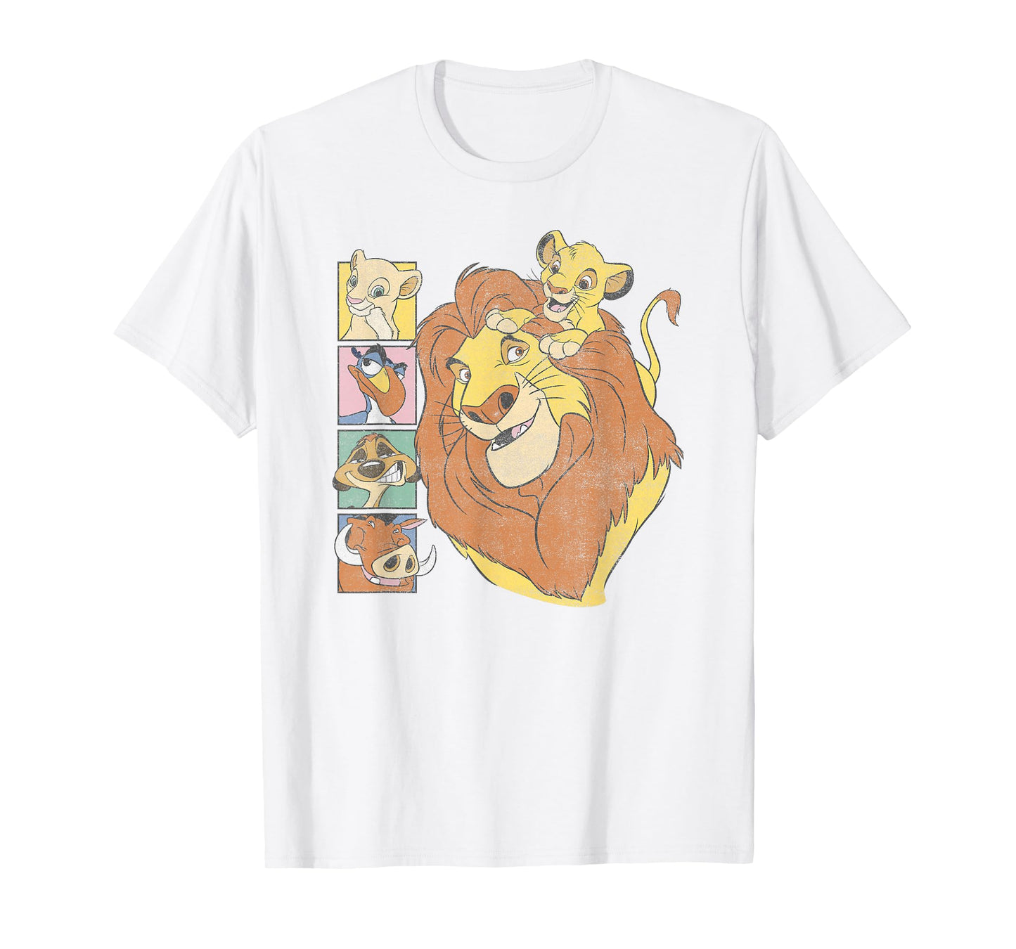 Disney The Lion King Characters Group Shot Retro Chest Logo T-Shirt
