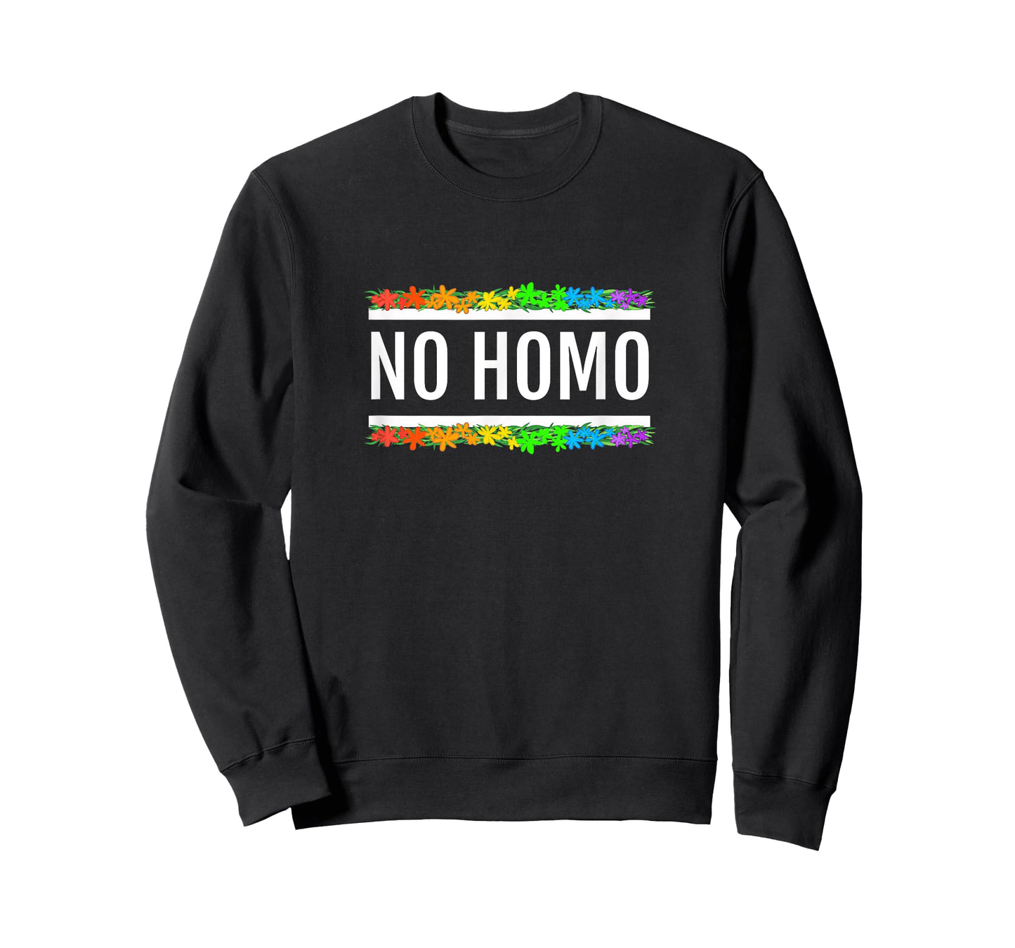 No Homo Rainbow Floral Shirt (White Text) - Gay Pride T-Shirt