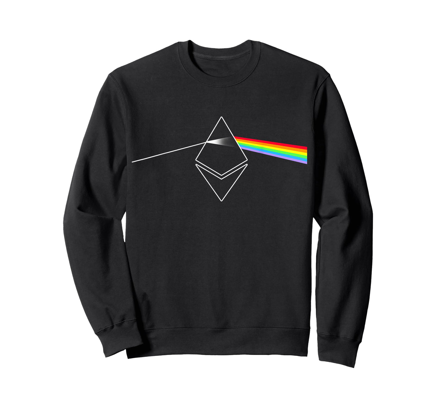 Miftees Crypto Tees Ethereum Prism Rainbow Light Unisex-Adults Black T-Shirt
