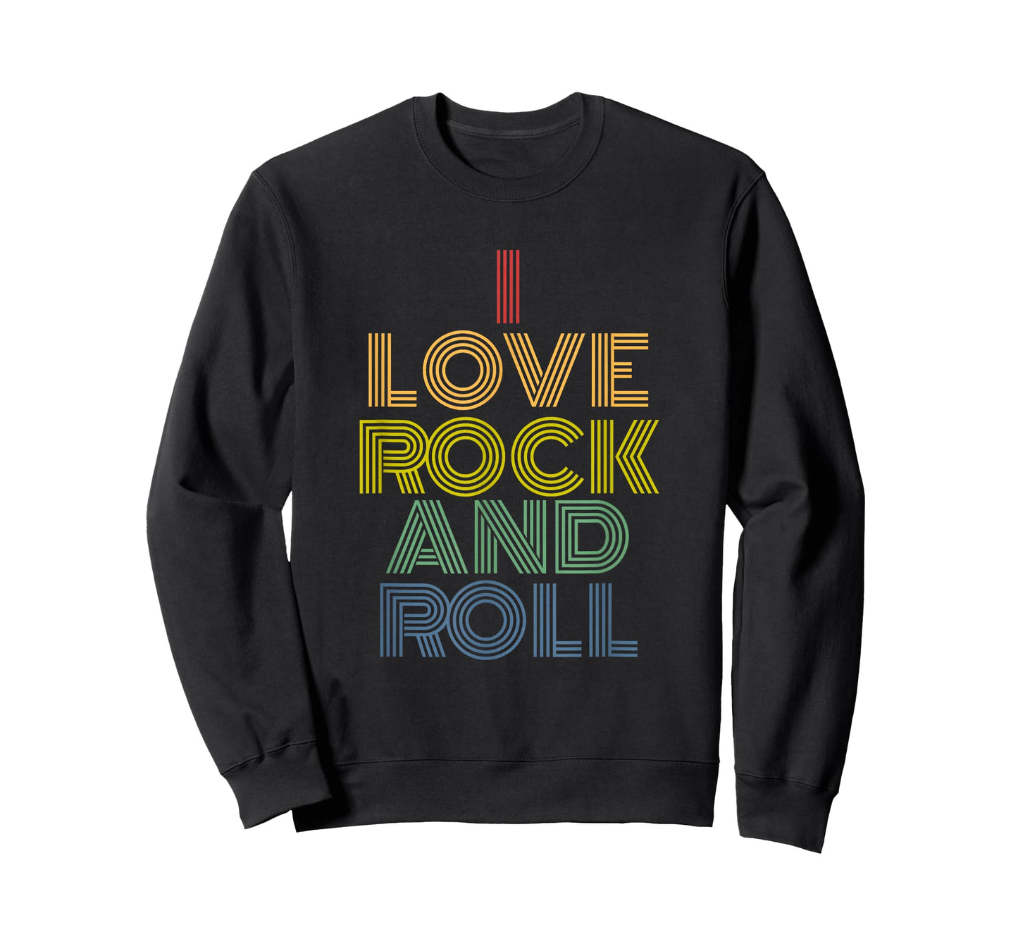 I Love Rock and Roll Retro Rainbow Rock Music T-Shirt
