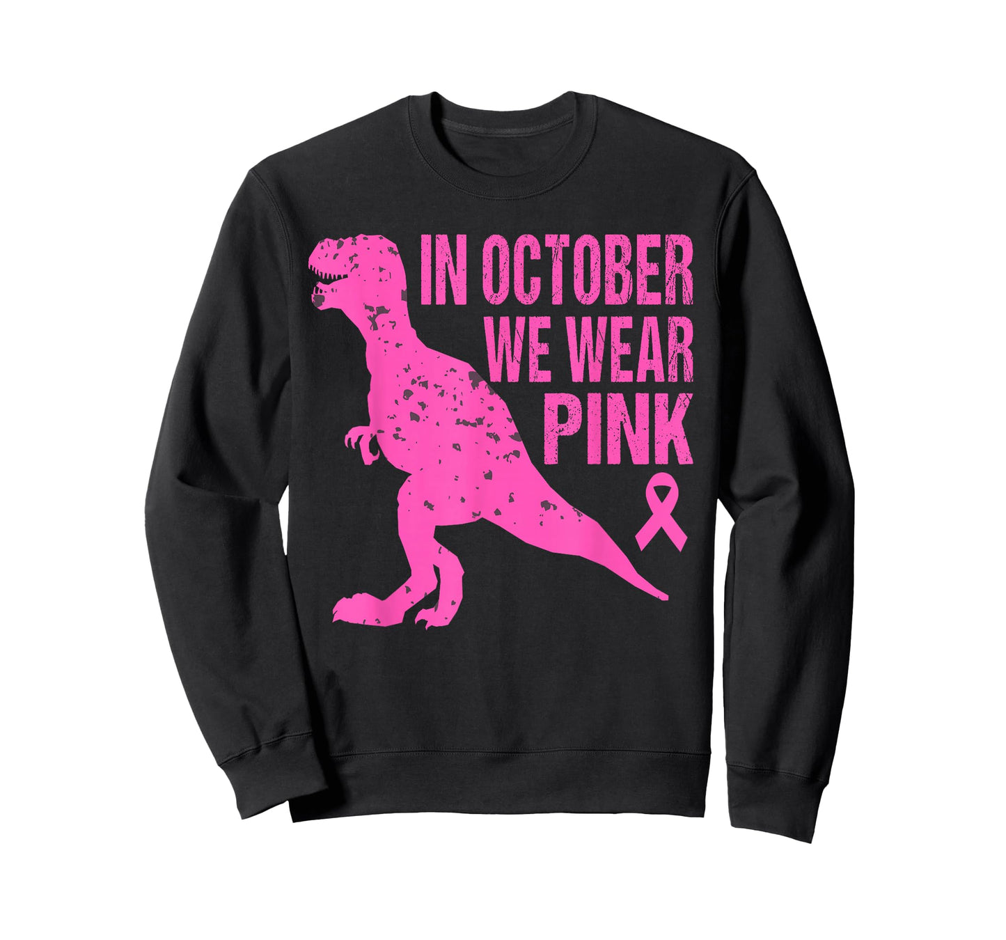 in October We Wear Pink Breast Cancer Trex Dino Kids Toddler T-Shirt